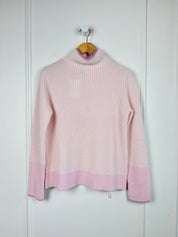 Kinross Pink Ribbed Cashmere (M)