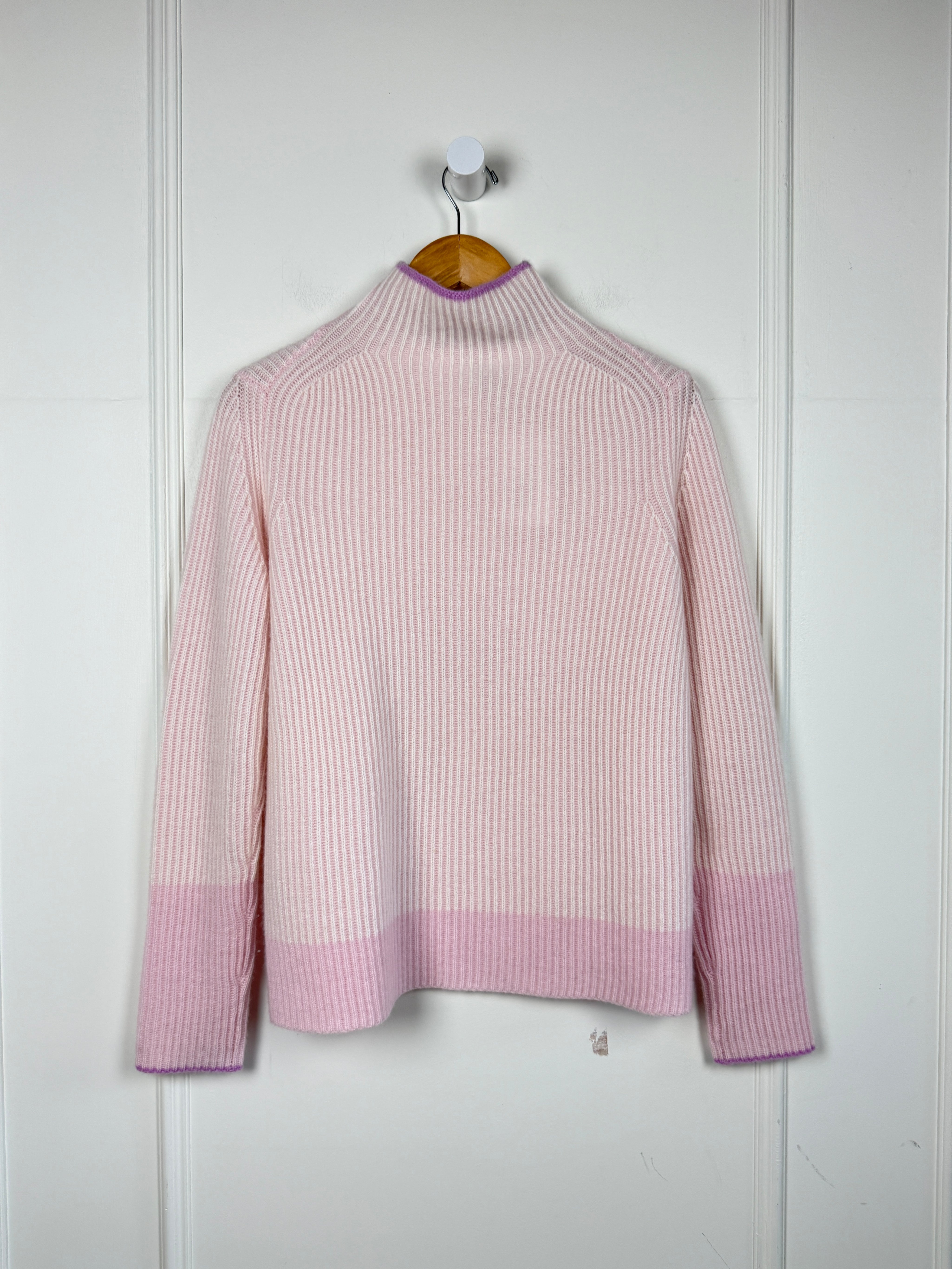 Kinross Pink Ribbed Cashmere (M)