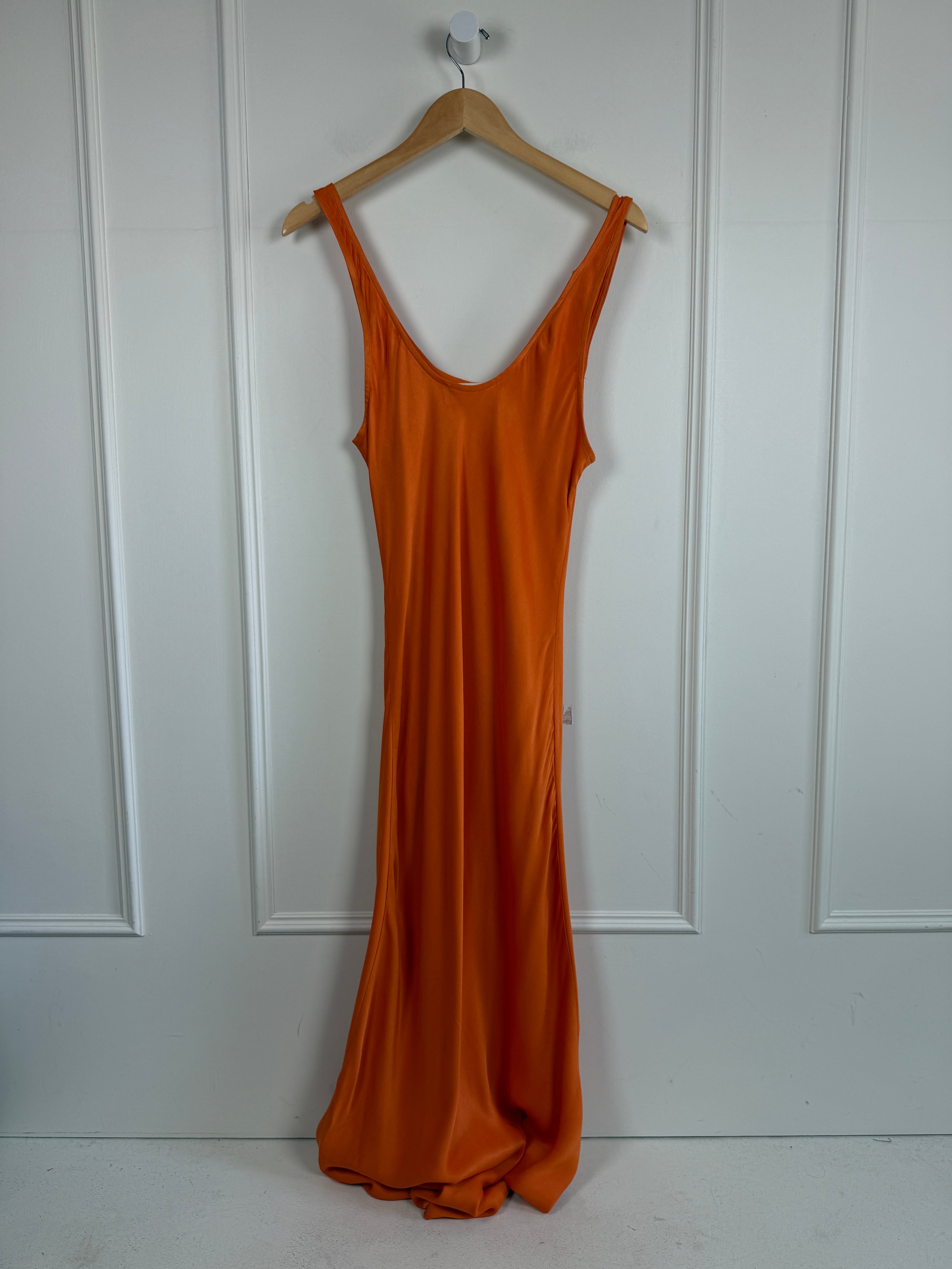 Electric & Rose Orange Satin Dress (L)