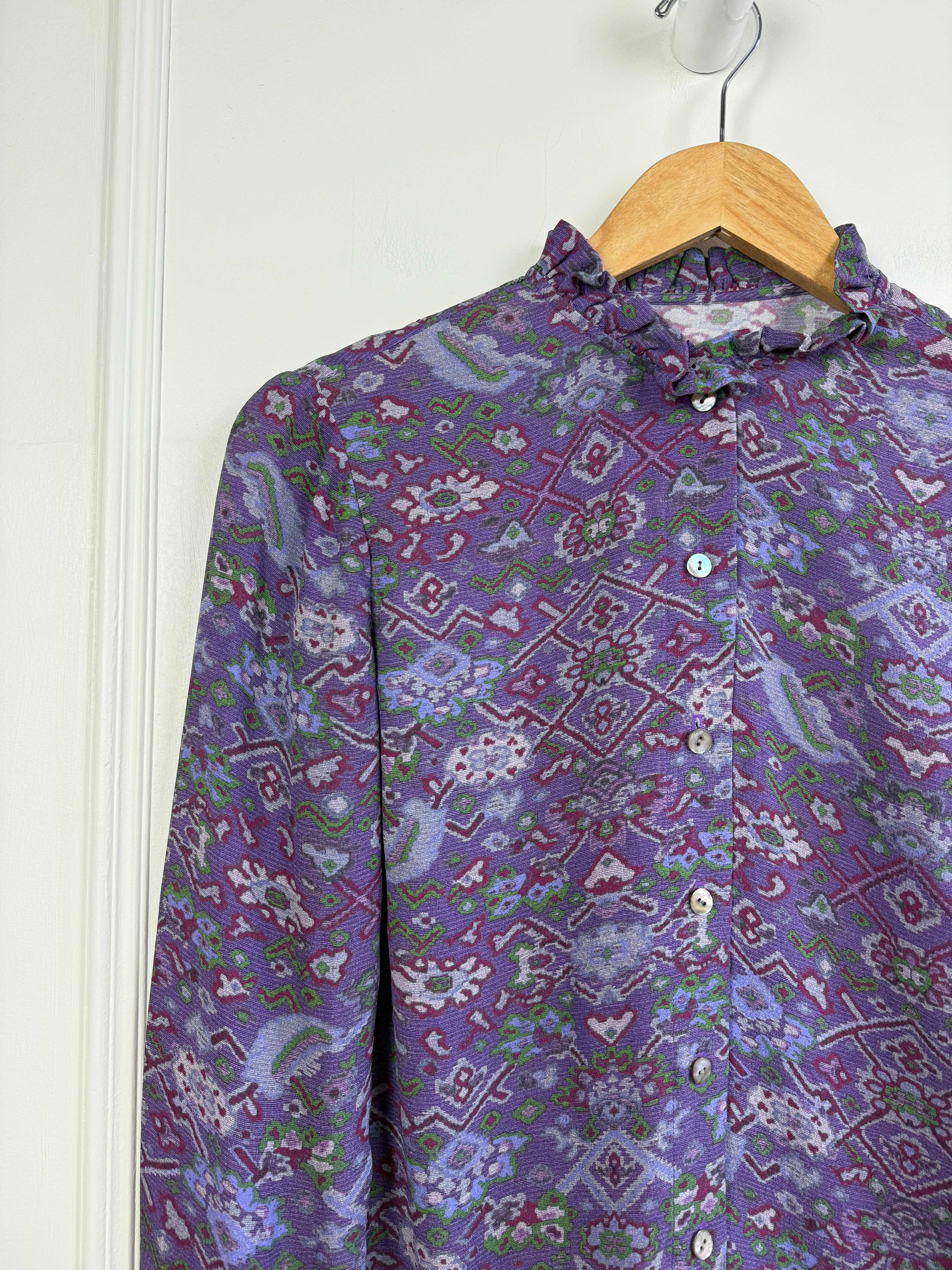Raquel Allegra Purple Silk Blouse (XS)