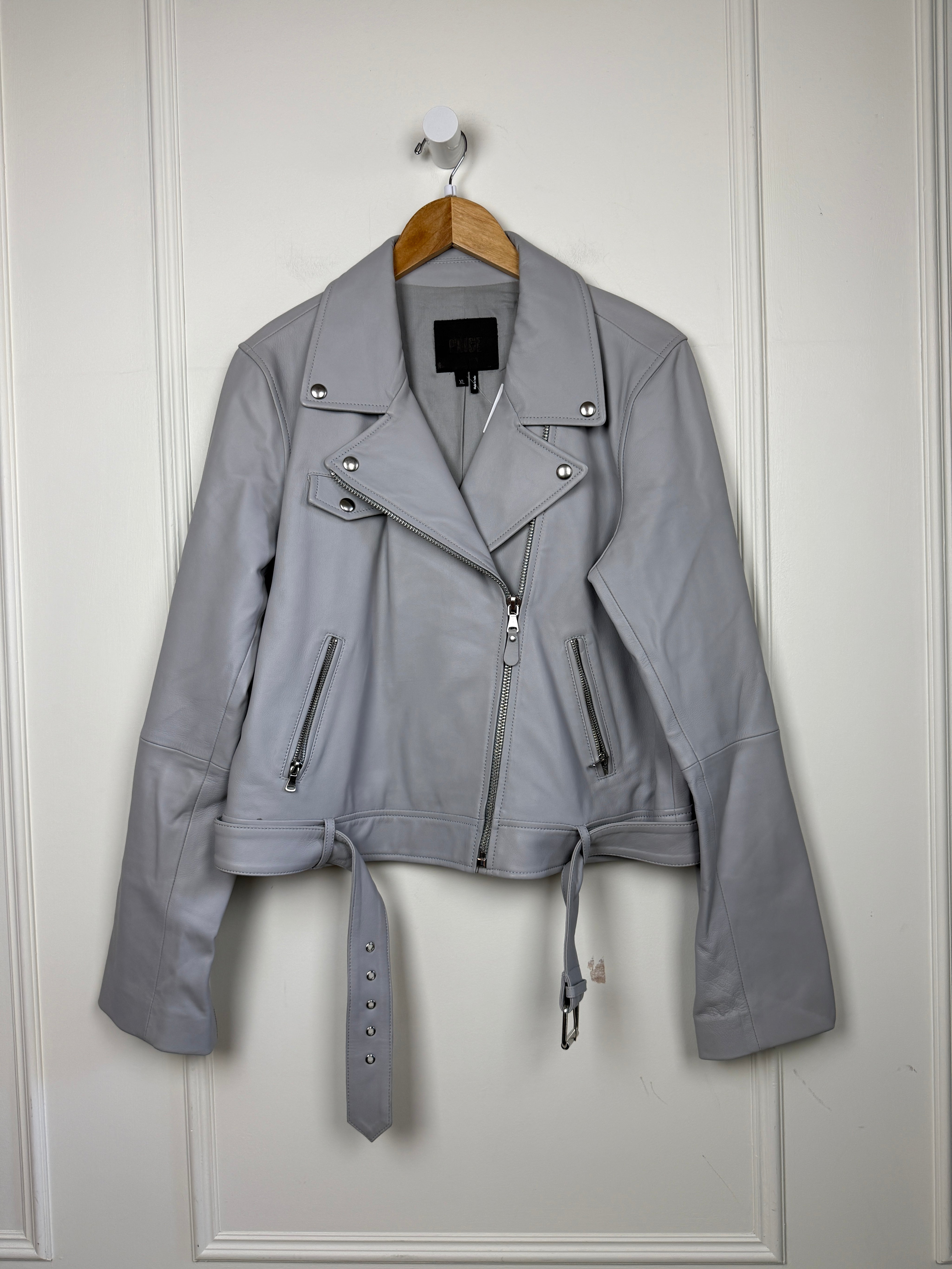 Paige Grey Leather Jacket (XL)