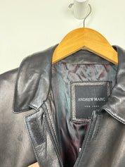 Vintage Andrew Marc Black Leather Trench (L)
