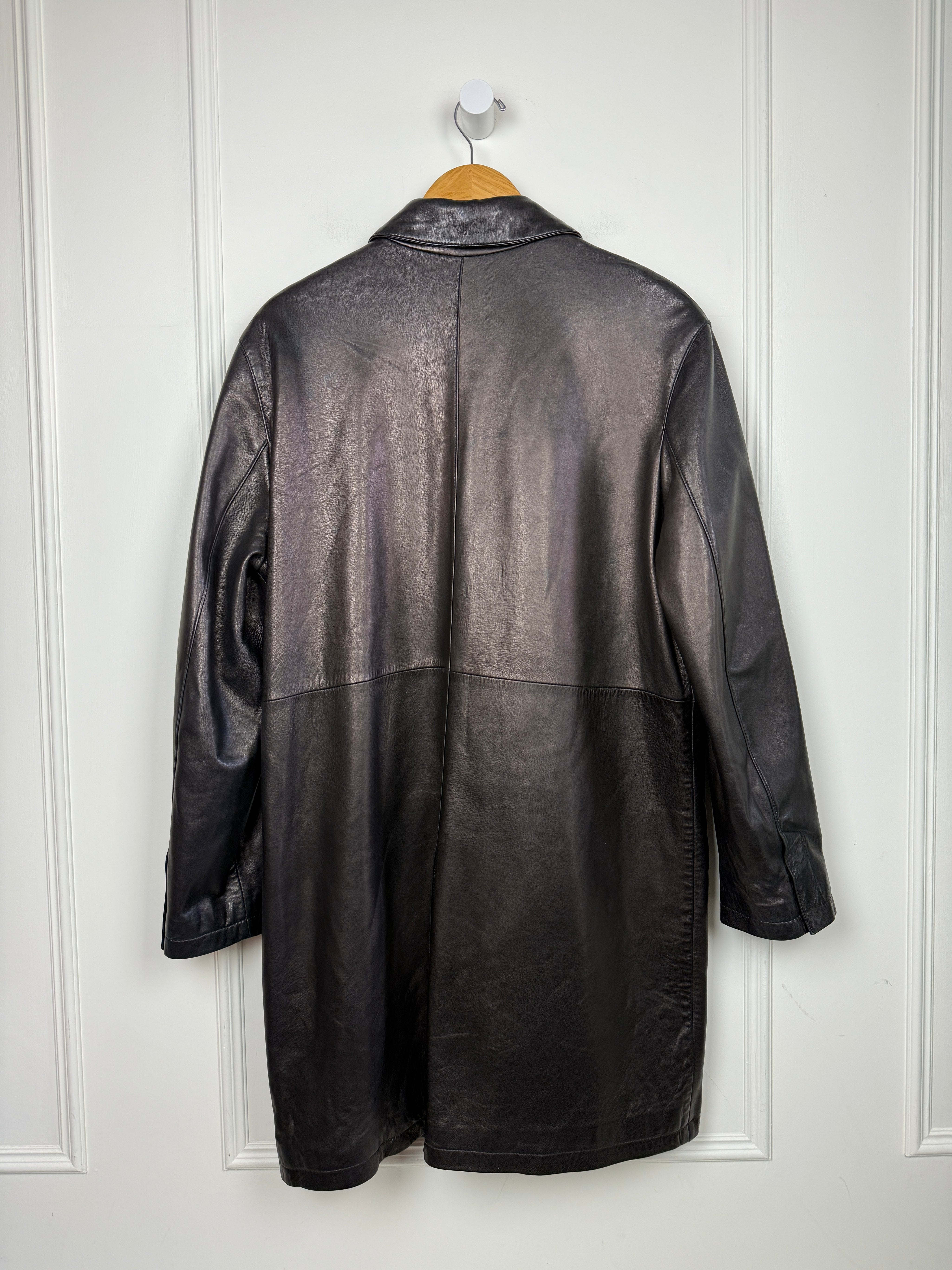 Vintage Andrew Marc Black Leather Trench (L)