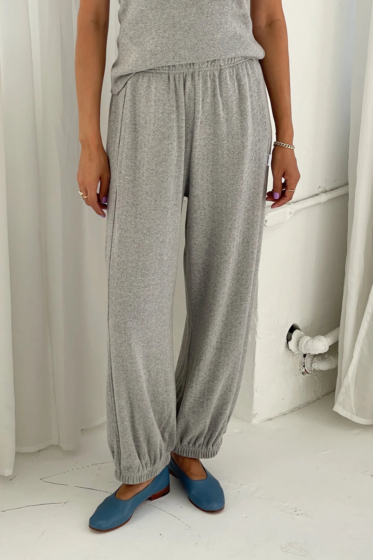 Le Bon Shoppe - Pointelle Balloon Pants | Melange Grey