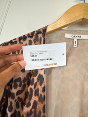 Ganni Mesh Cheetah Wrap Dress (S)