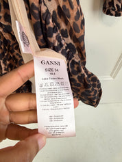 Ganni Mesh Cheetah Wrap Dress (S)
