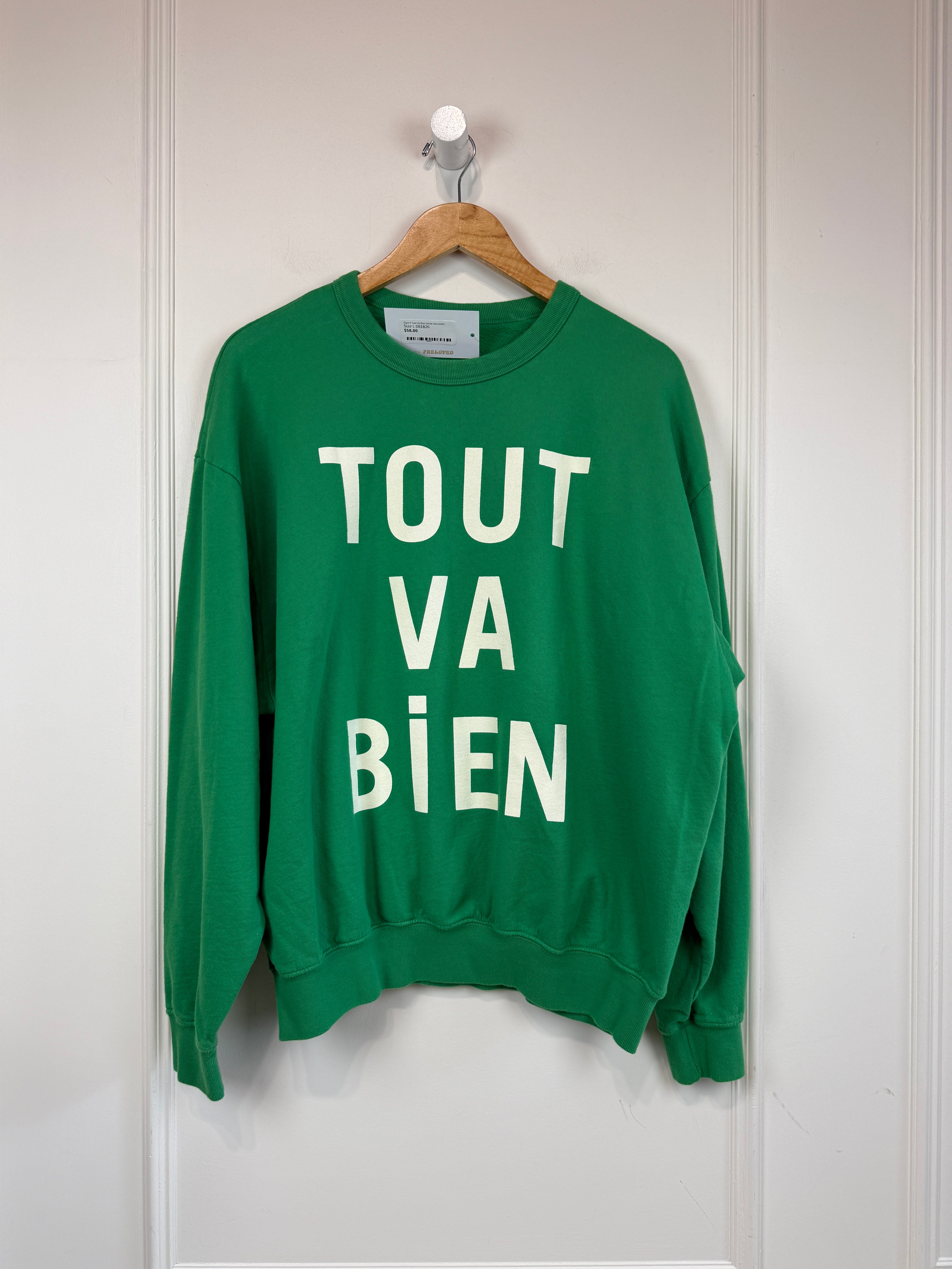 Clare V Tout Va Bien Green Sweatshirt (L)