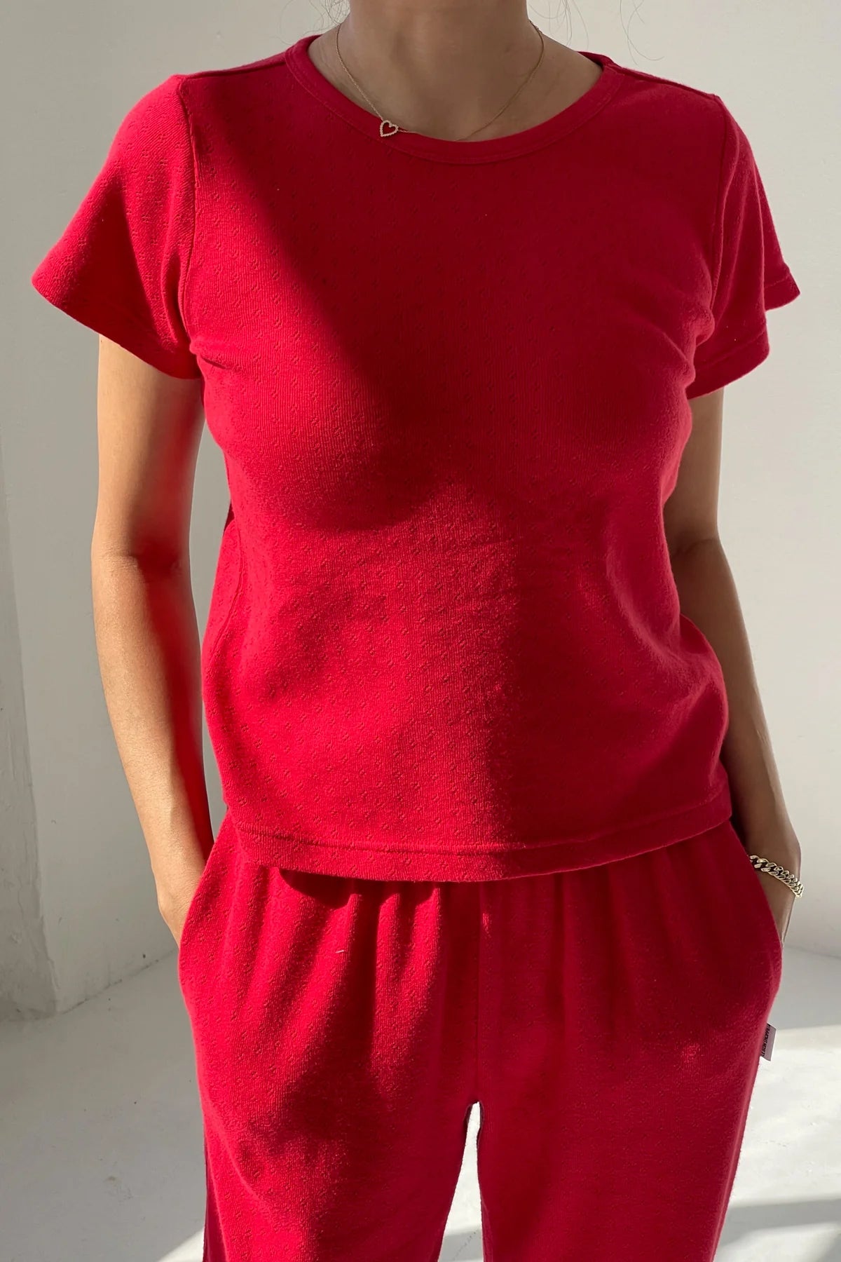 Le Bon Shoppe - Pointelle Babe Tee | Red Apple