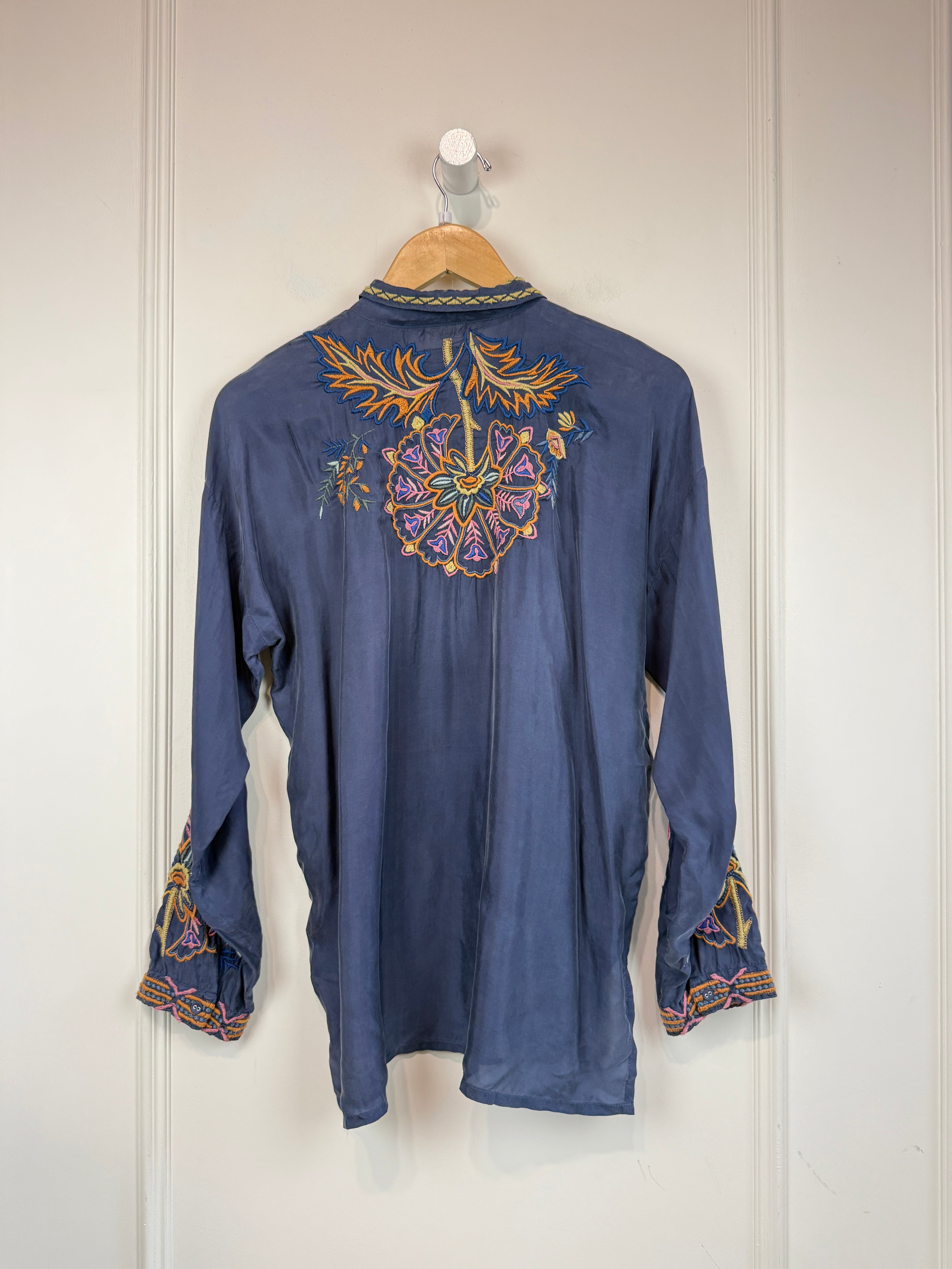 Johnny Was Sheer Embroidered Top (S)