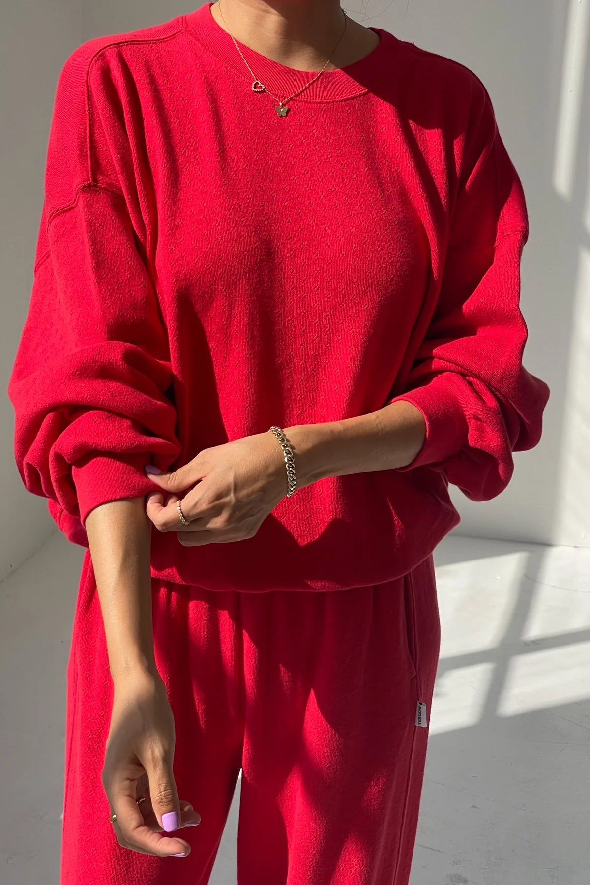 Le Bon Shoppe - Pointelle Core Sweatshirt | Red Apple