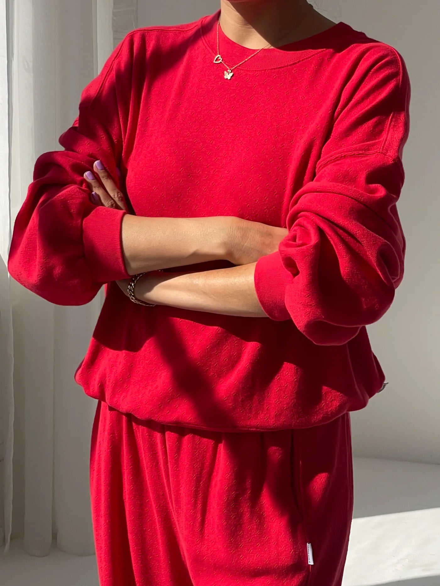 Le Bon Shoppe - Pointelle Core Sweatshirt | Red Apple