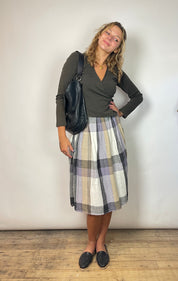 Vintage Plaid Linen Skirt (XS)