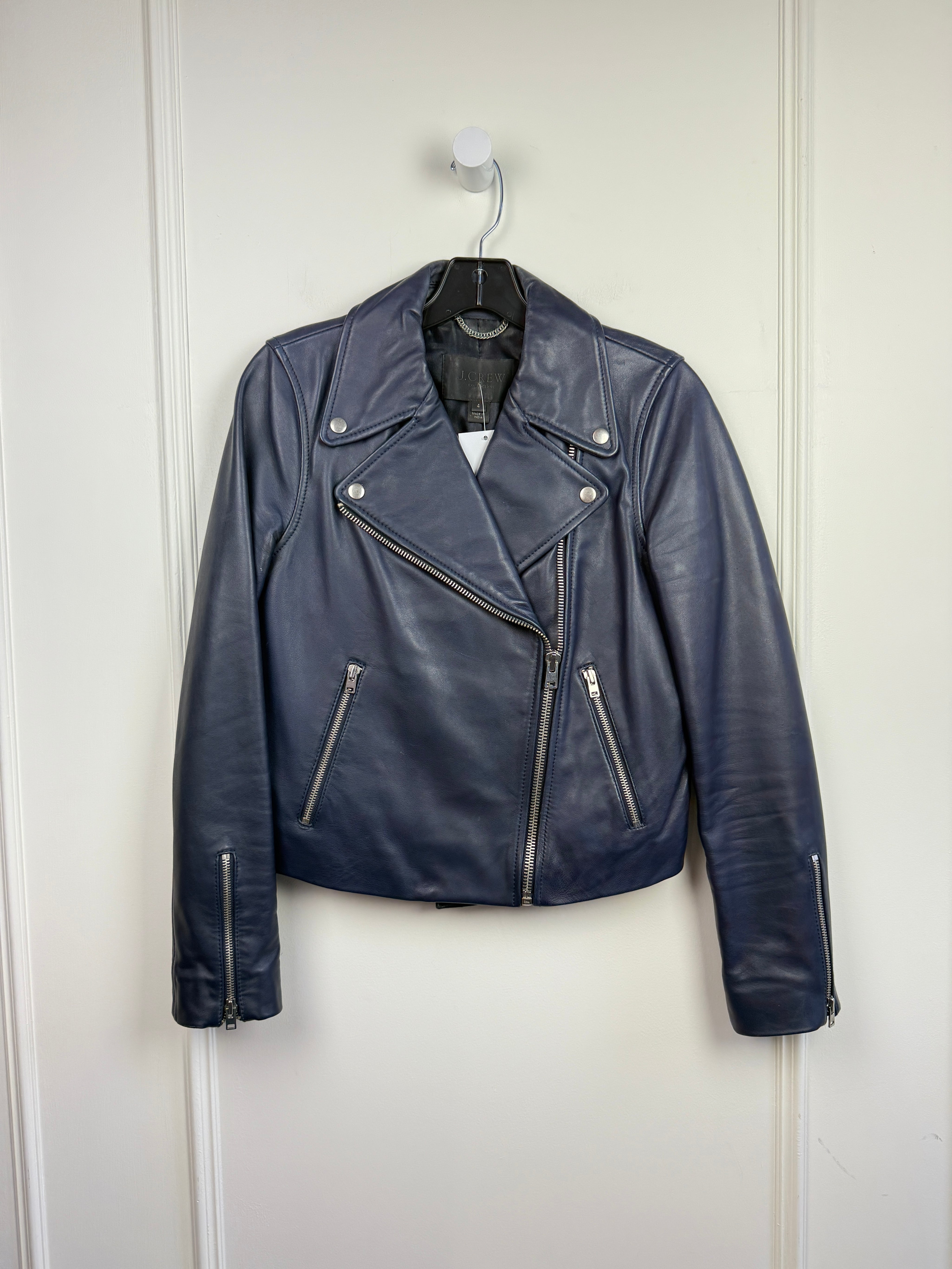 J Crew Collection Navy Leather Jacket (4/S)