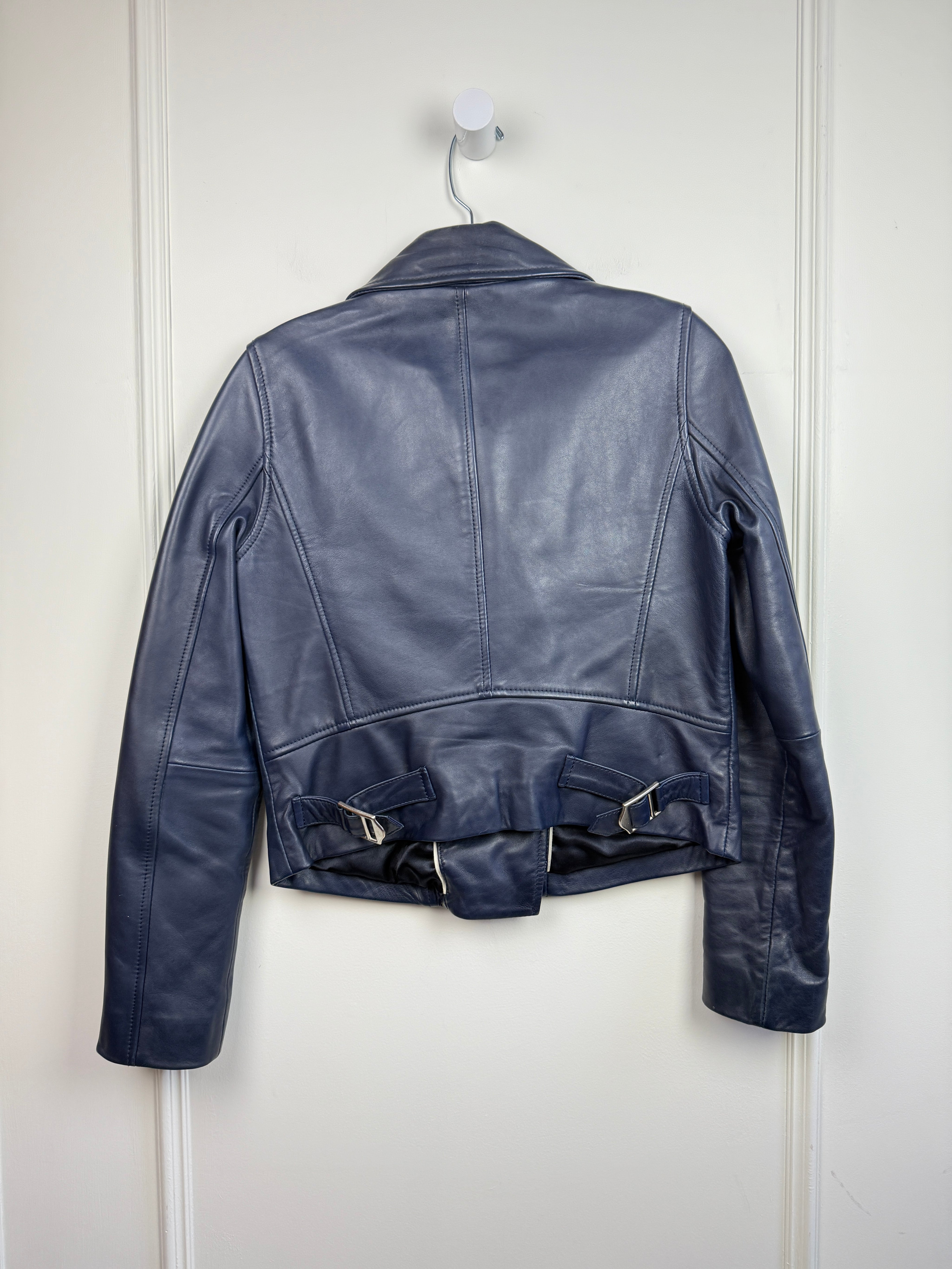 J Crew Collection Navy Leather Jacket (4/S)