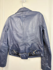 J Crew Collection Navy Leather Jacket (4/S)