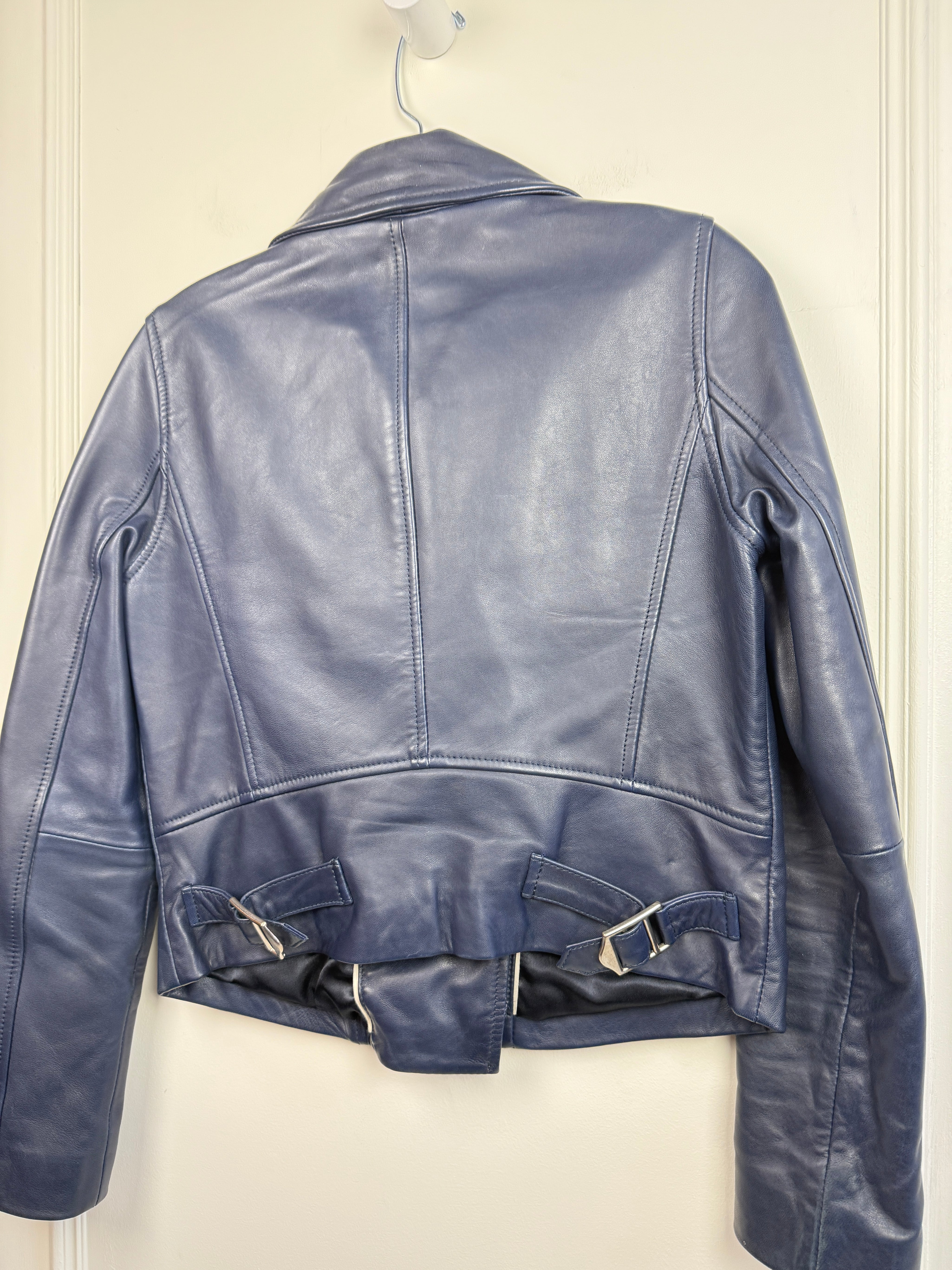 J Crew Collection Navy Leather Jacket (4/S)