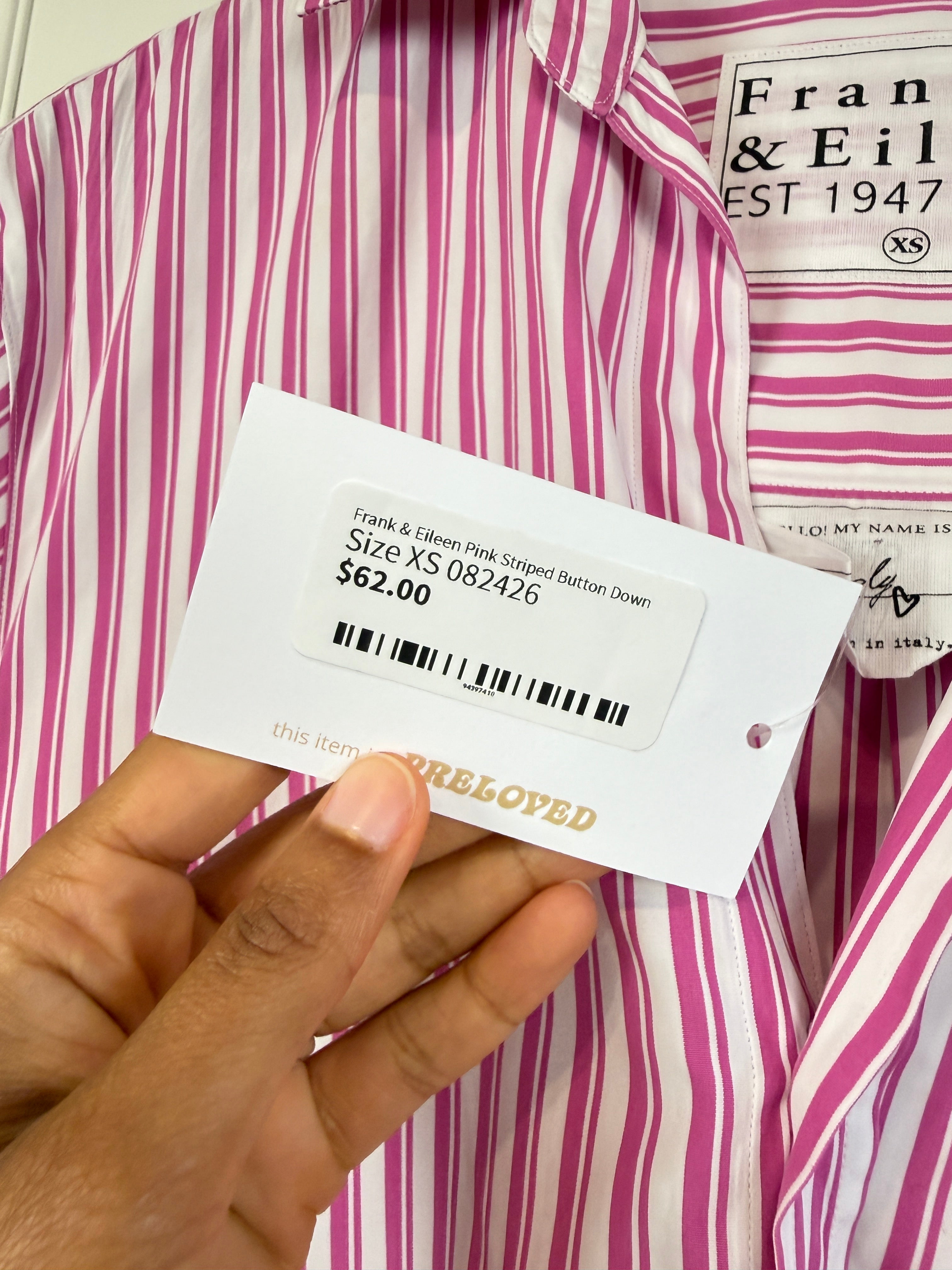 Frank & Eileen Pink Striped Button Down (XS)