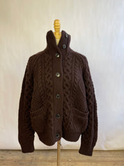 Nili Lotan Andrew Hand Knit Cardigan in Espresso (M)