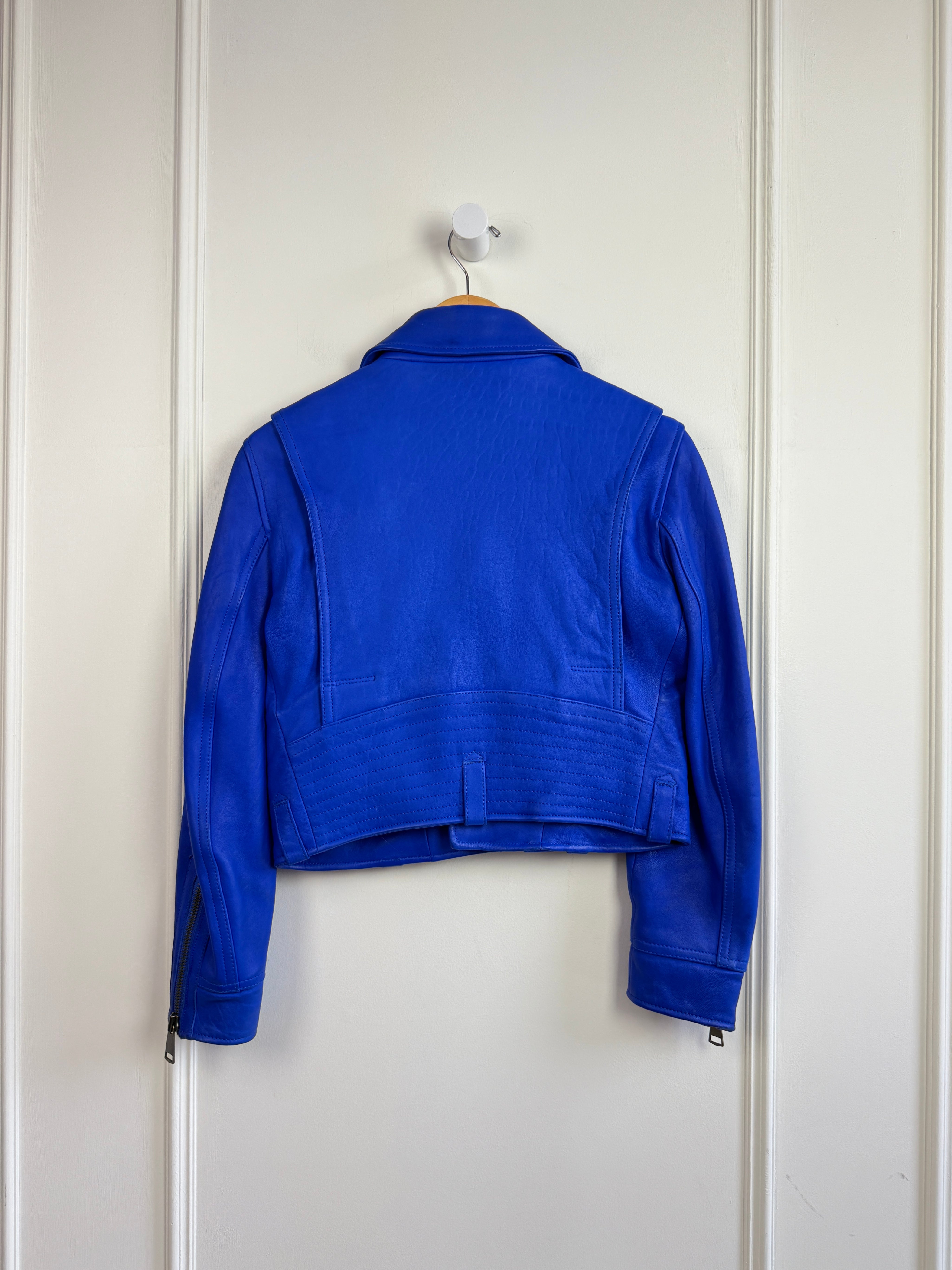 Victoria Beckham Cobalt Blue Leather Jacket (S)