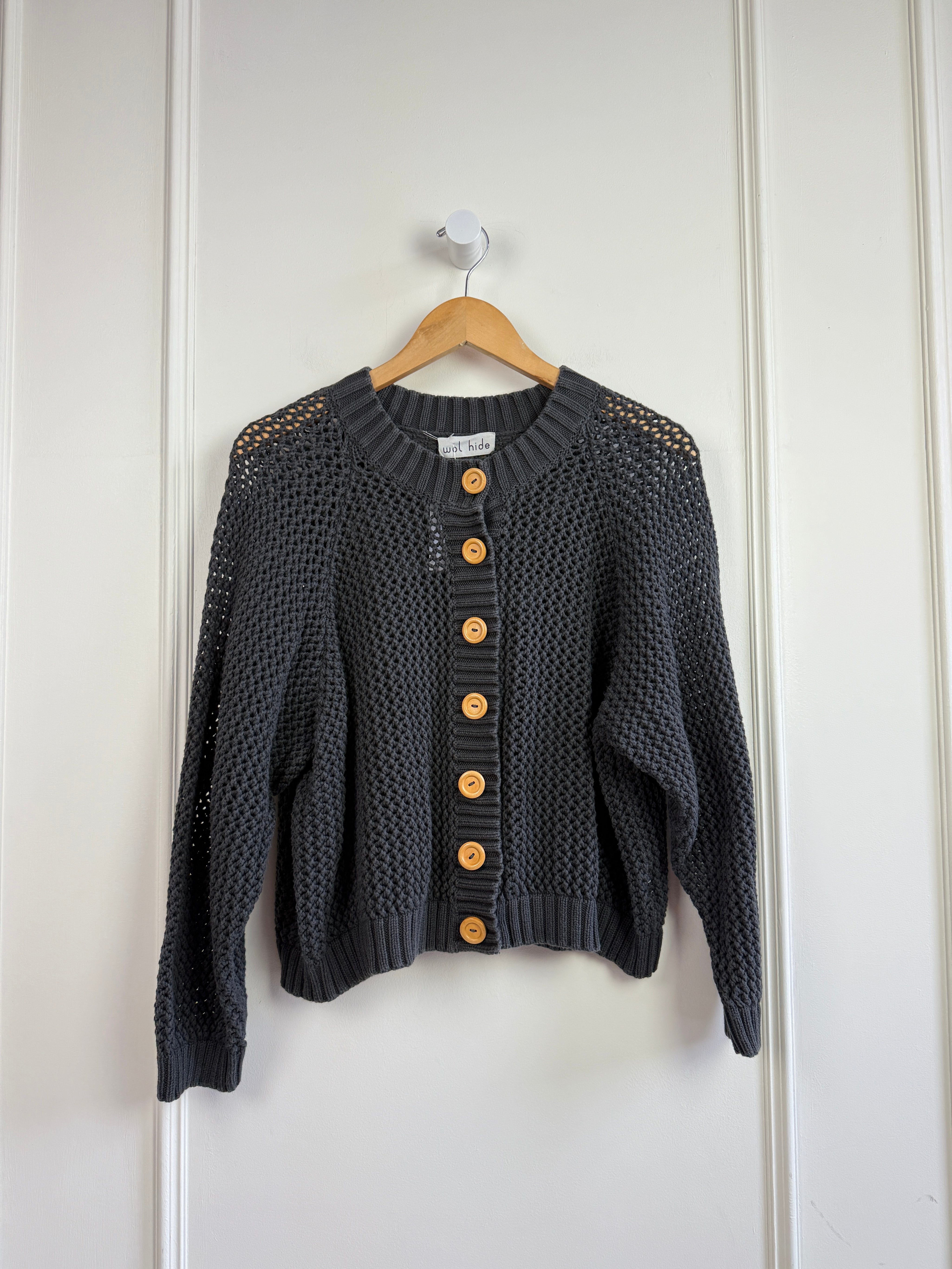 Wol Hide Grey Open Knit Cardigan (M/L)