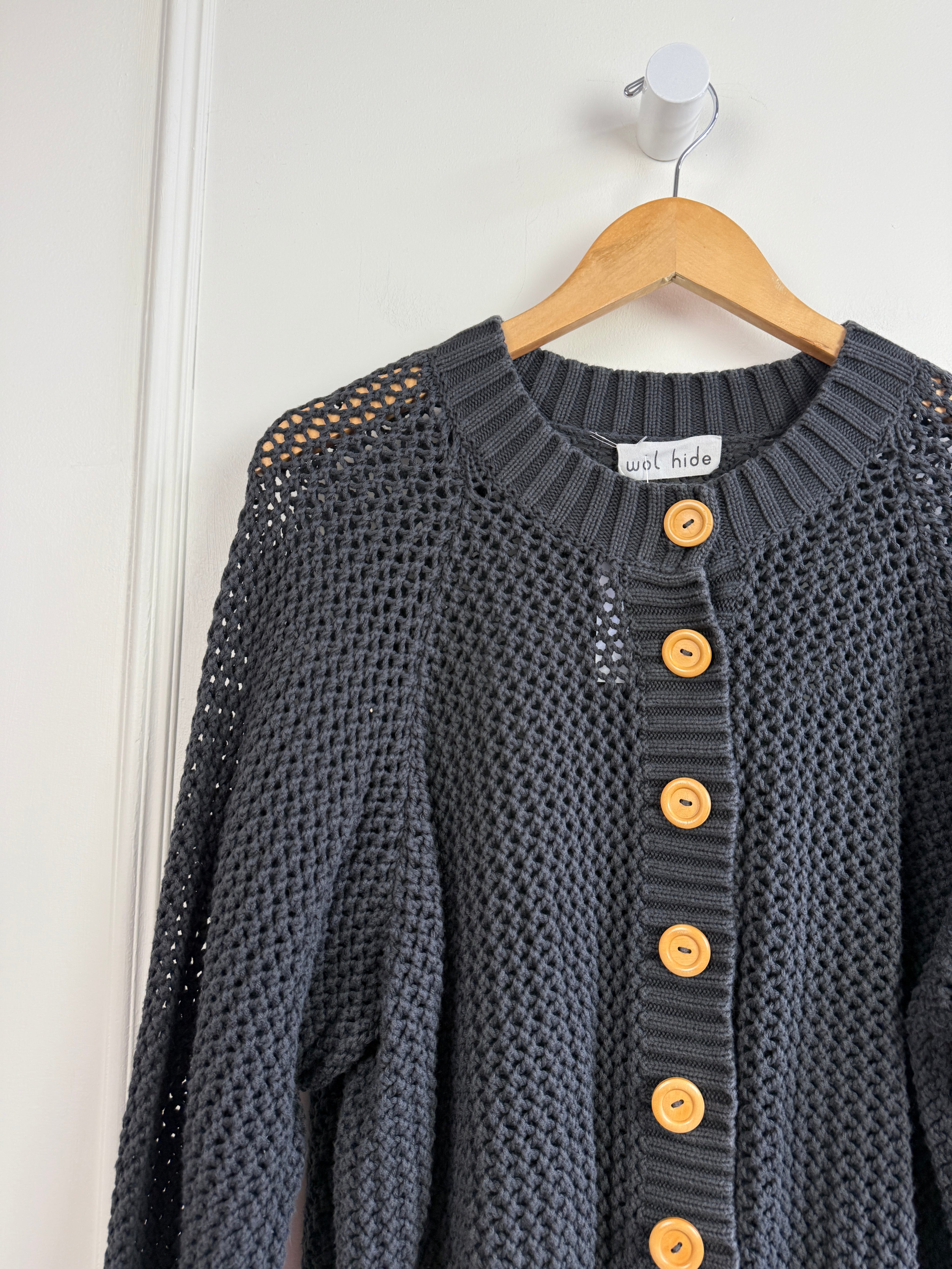 Wol Hide Grey Open Knit Cardigan (M/L)