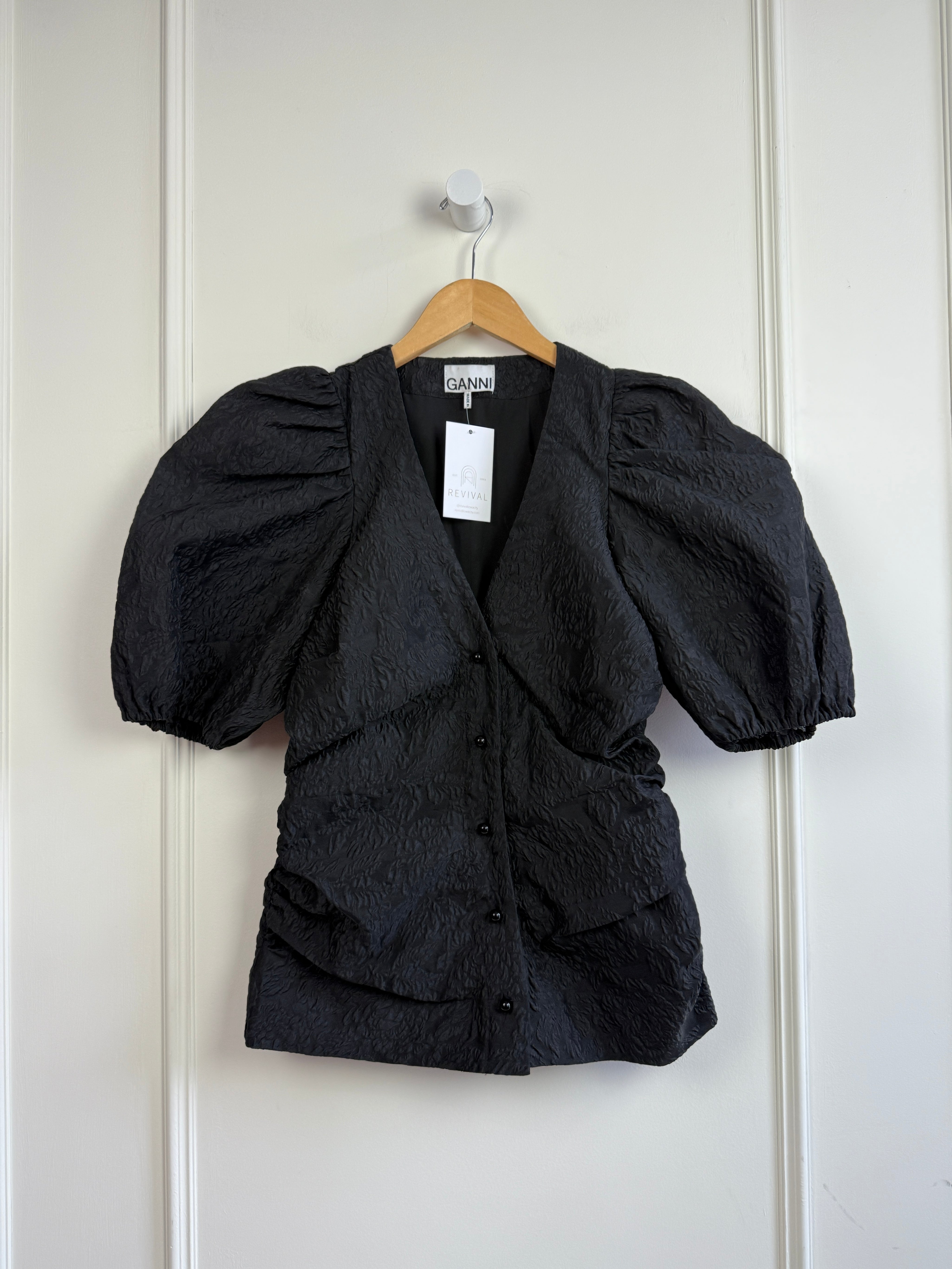 Ganni Black Structured Top (S/38)