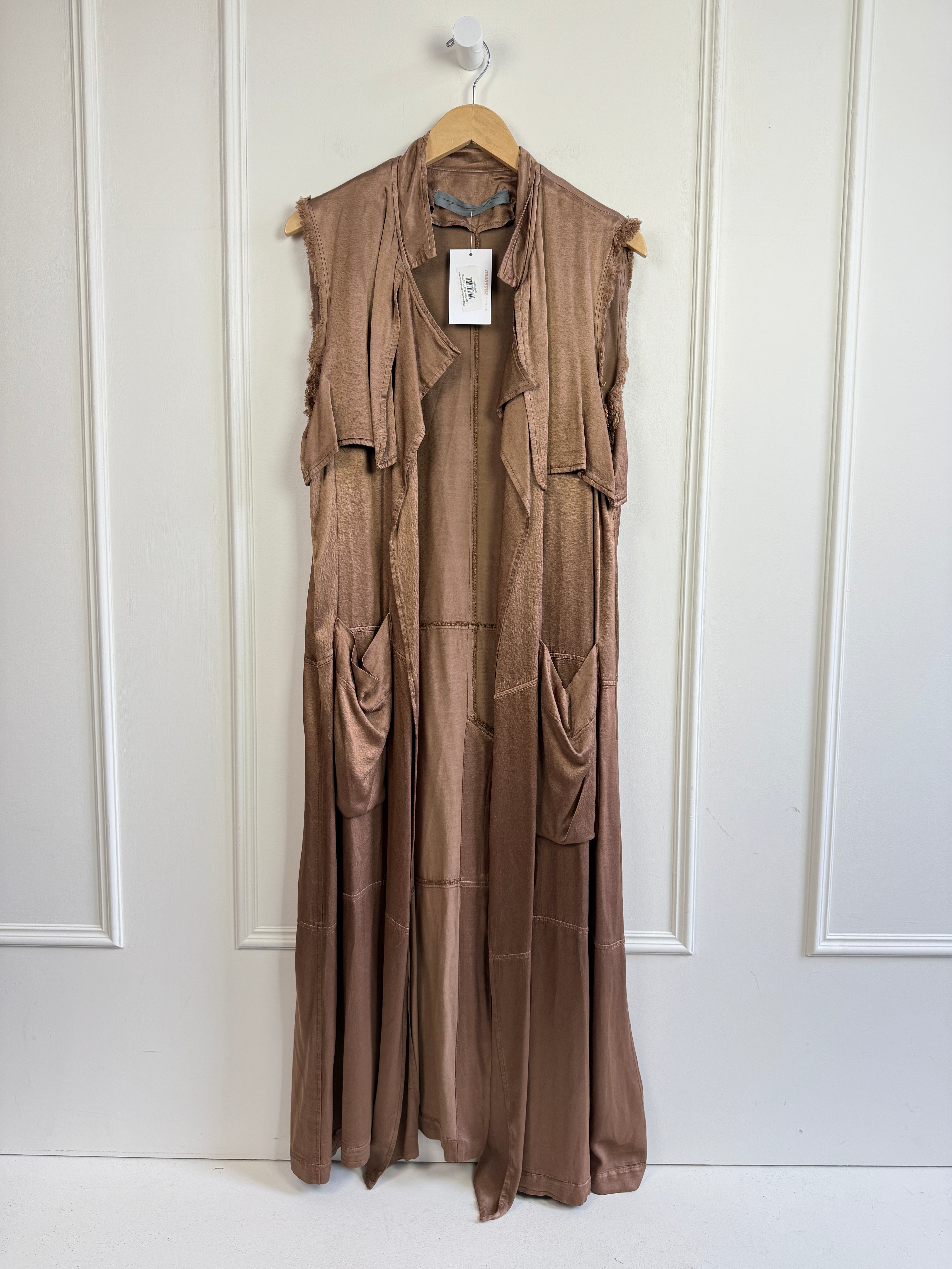 Raquel Allegra Brown Satin Vest (S/M)