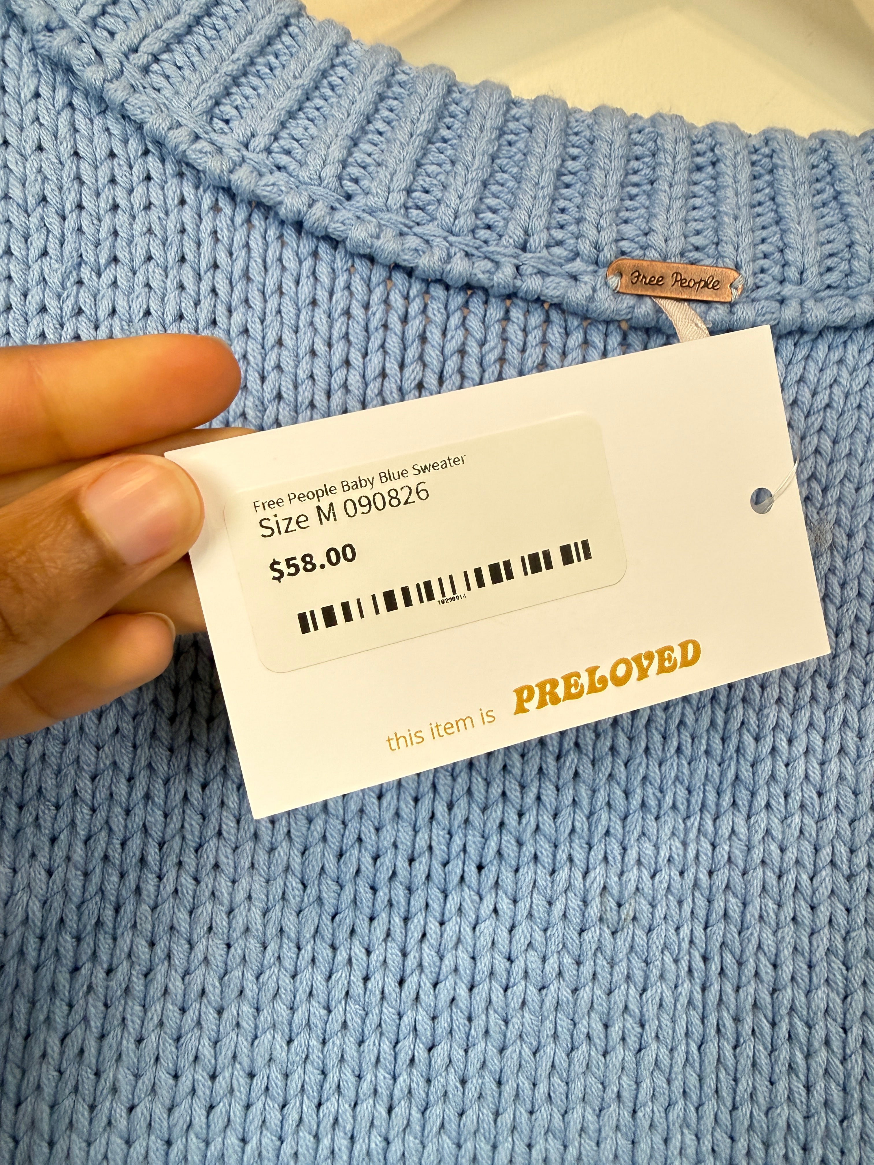Free People Baby Blue Sweater (M)