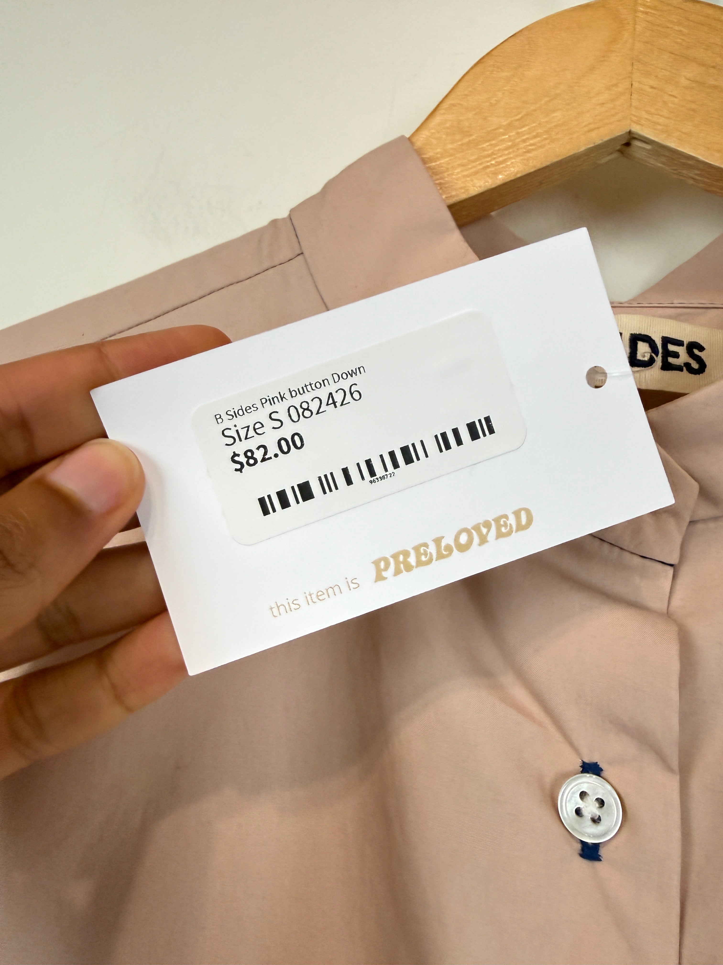 B Sides Pink Button Down (S)