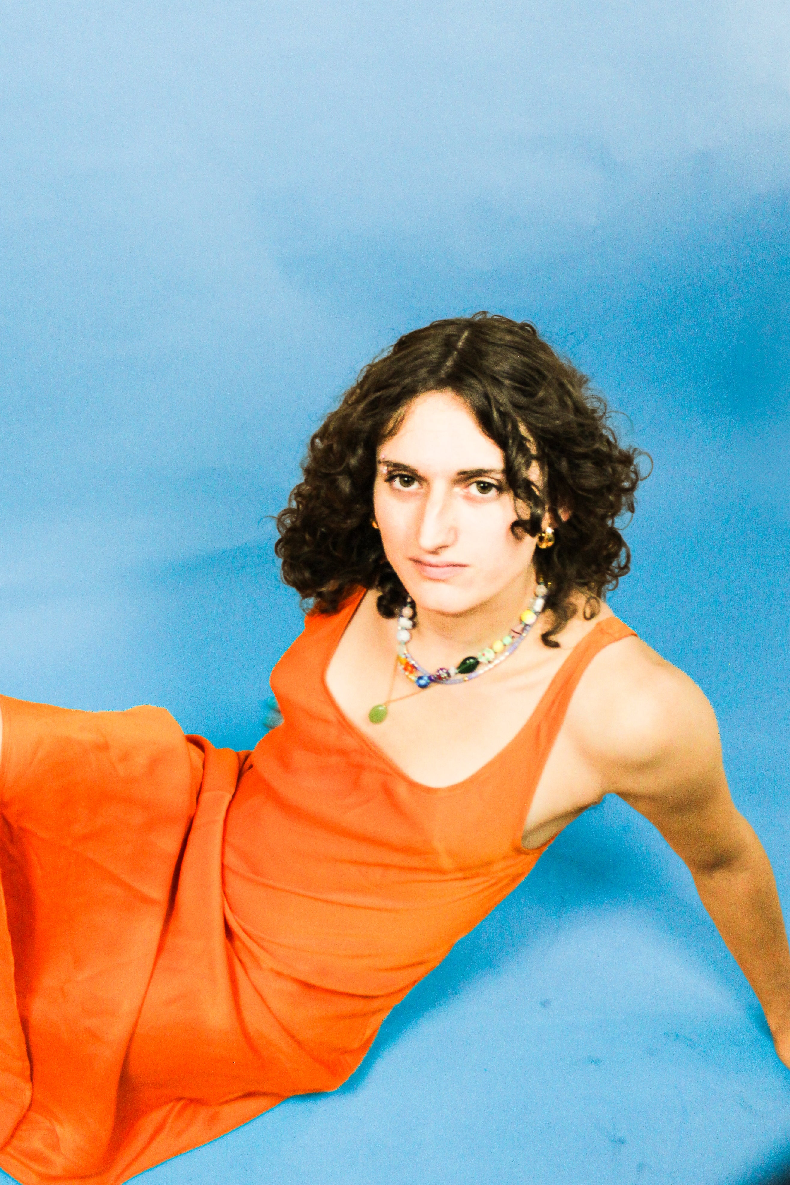 Electric & Rose Orange Satin Dress (L)