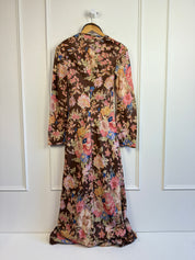 Zimmerman August Brown Linen Floral Dress (S)