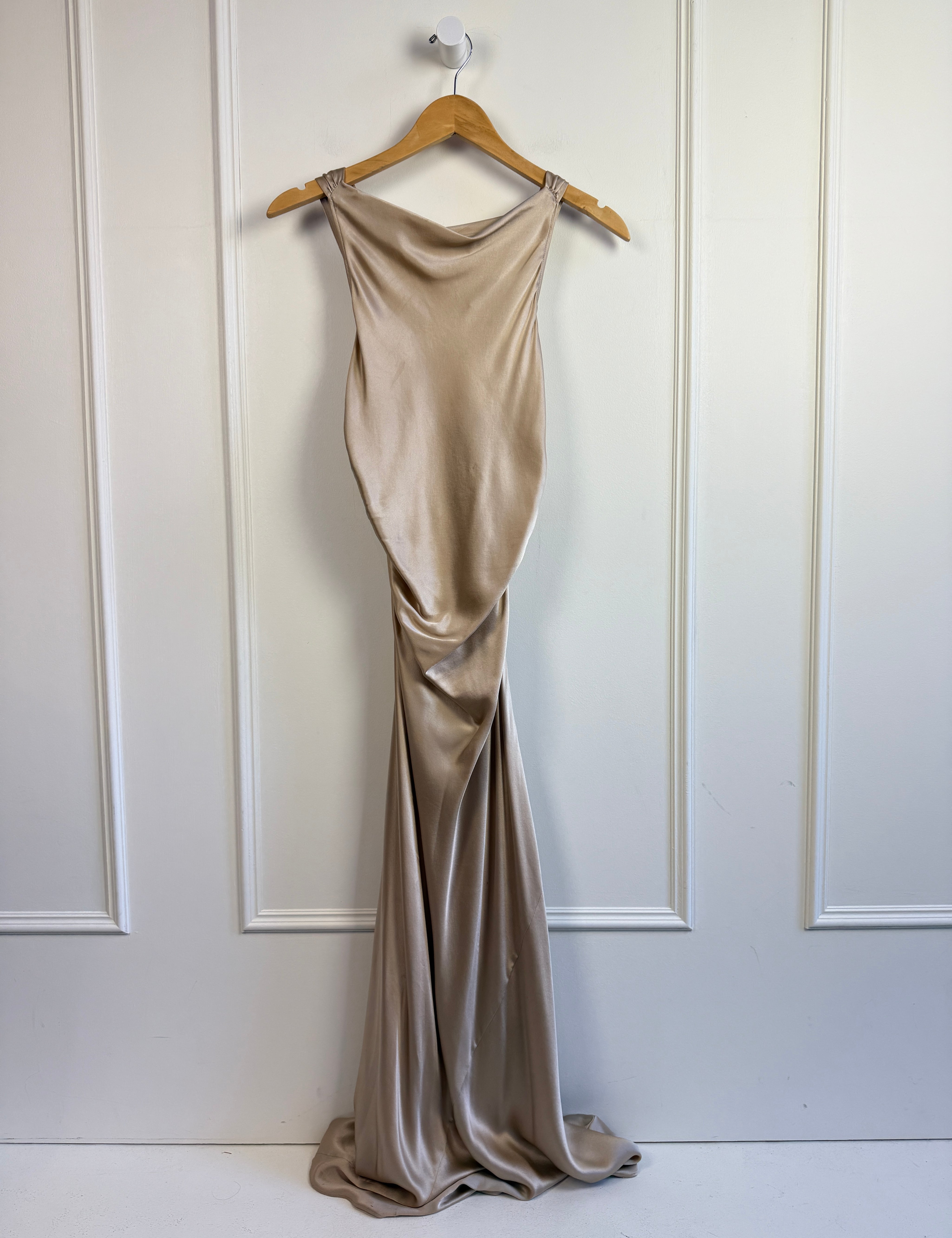 long sleeve cut out dress Satin Long Sleeve Formal Evening Gown