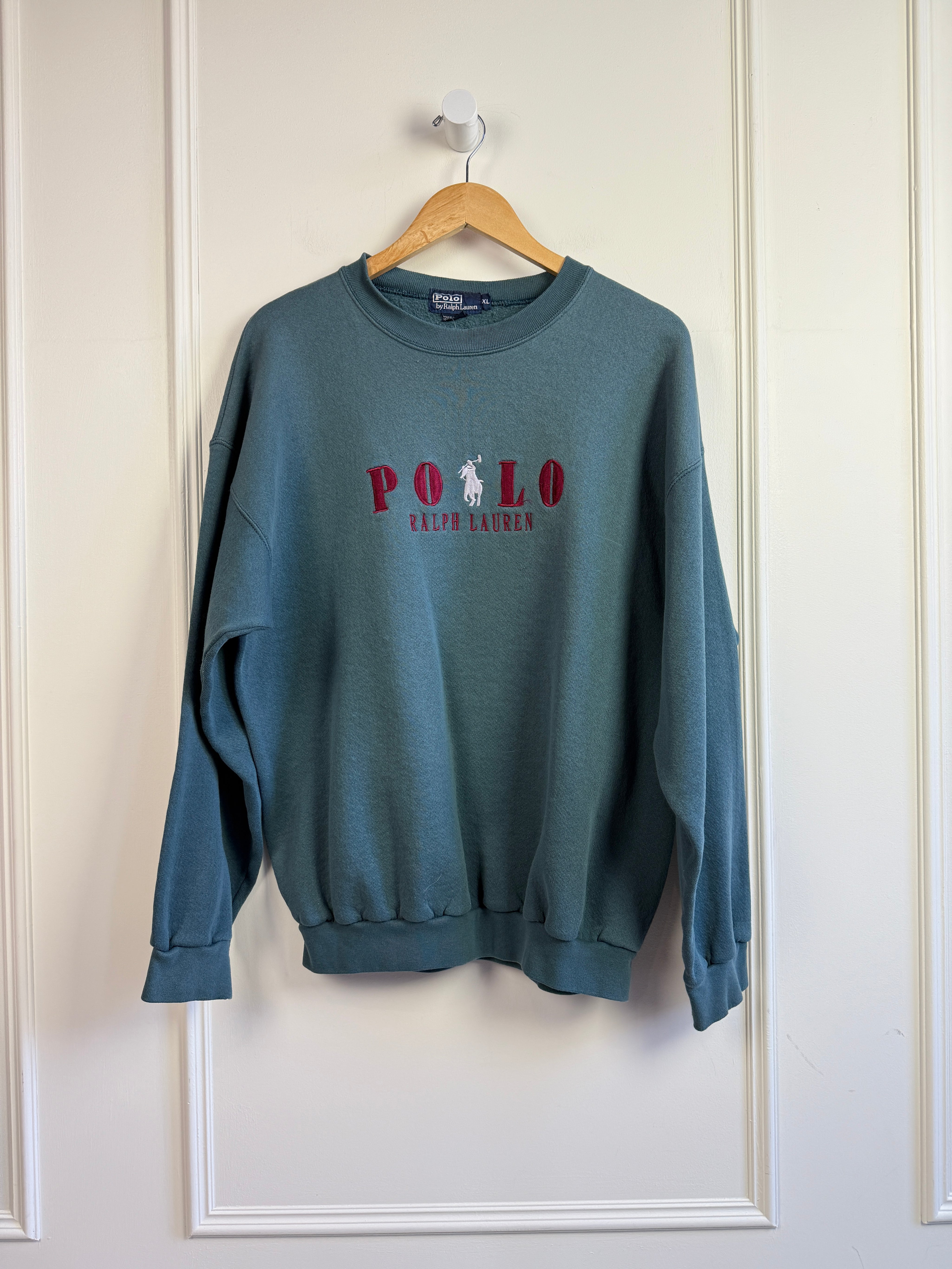 Vintage Polo Teal Embroidered Sweatshirt (XL)