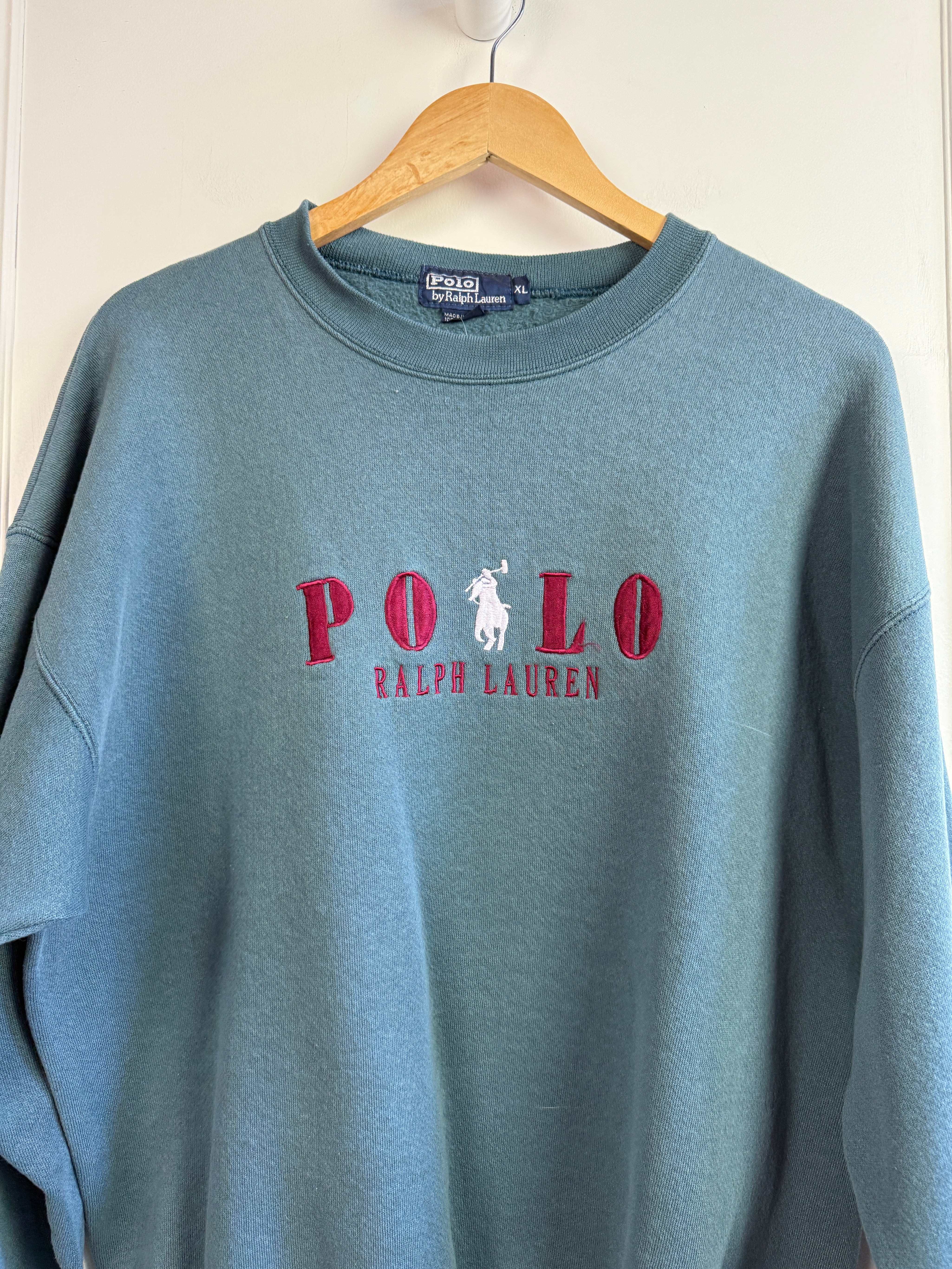 Vintage Polo Teal Embroidered Sweatshirt (XL)