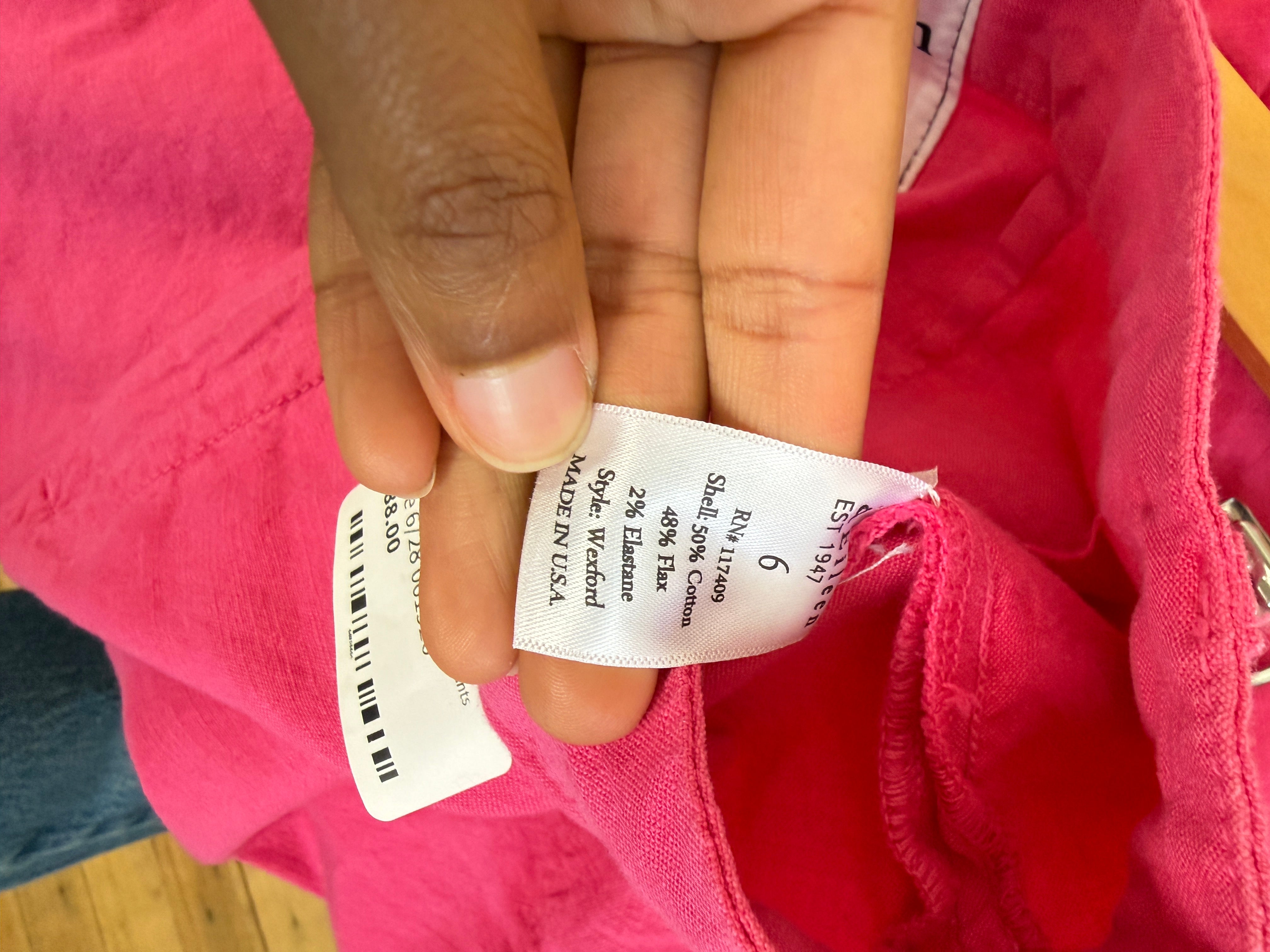 Frank & Eileen Pink Cotton/Flax Pants (6/28)