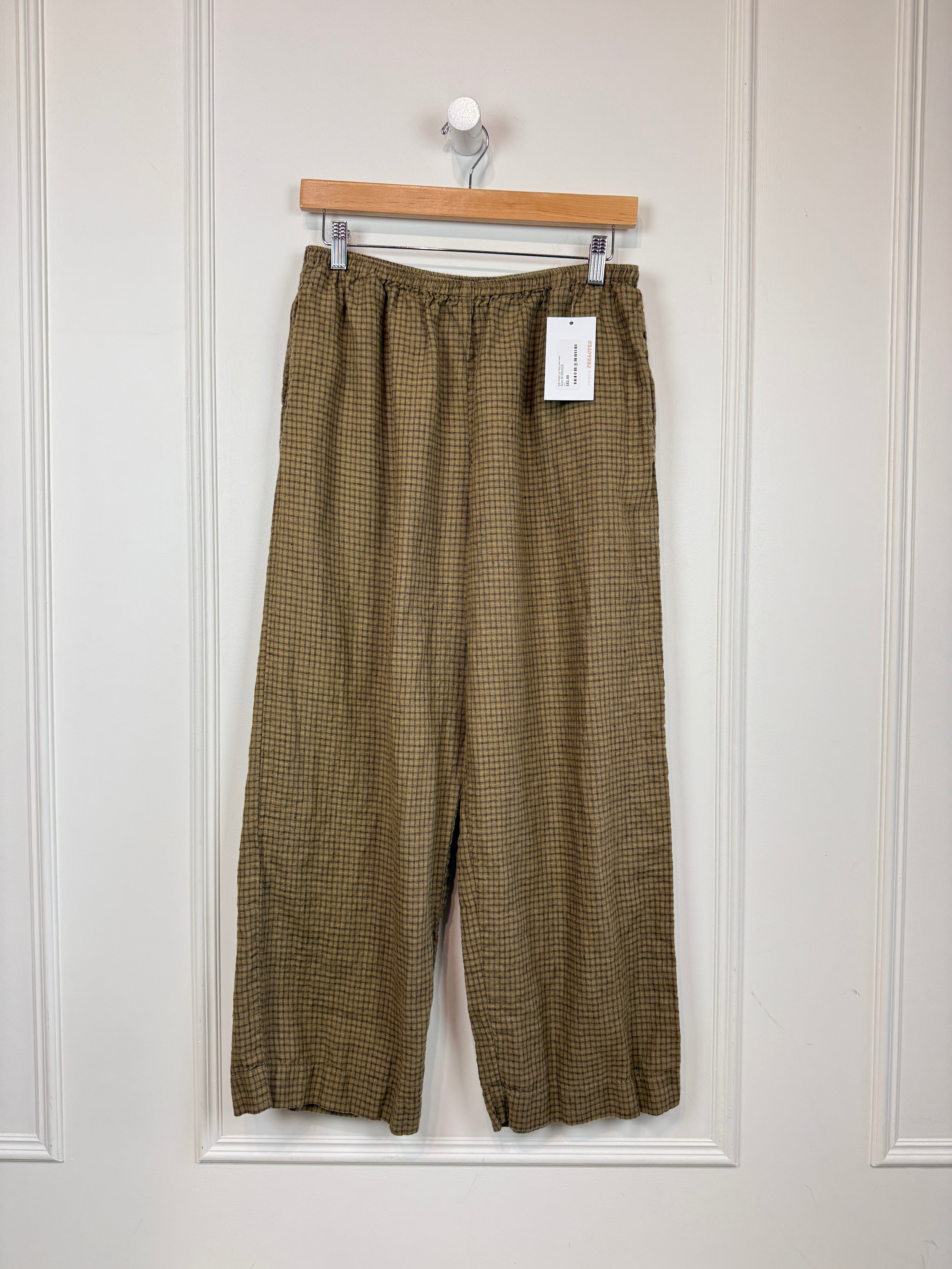 Deiji Studios Tan Plaid Linen Pants (M)