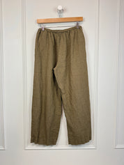 Deiji Studios Tan Plaid Linen Pants (M)