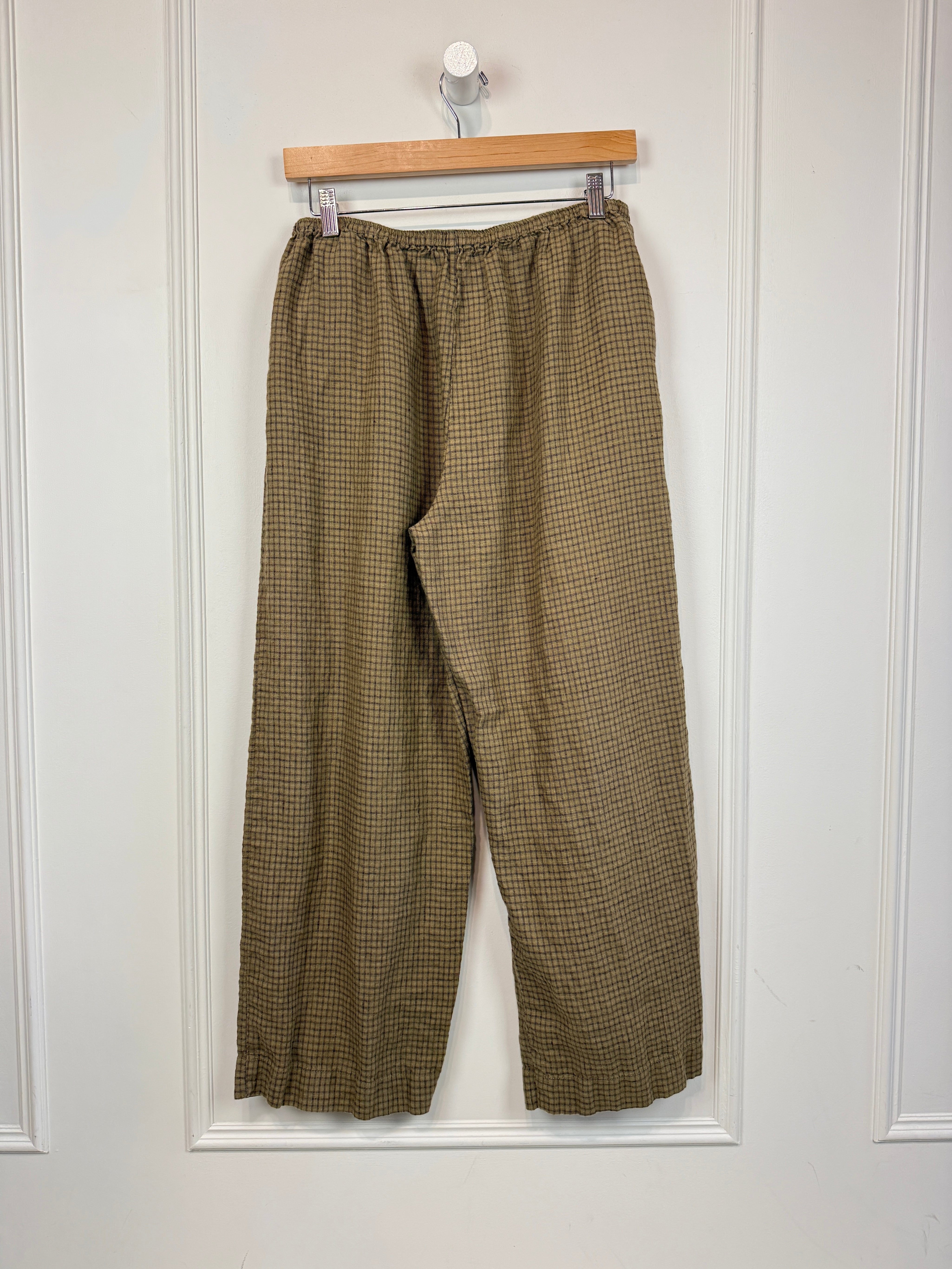 Deiji Studios Tan Plaid Linen Pants (M)