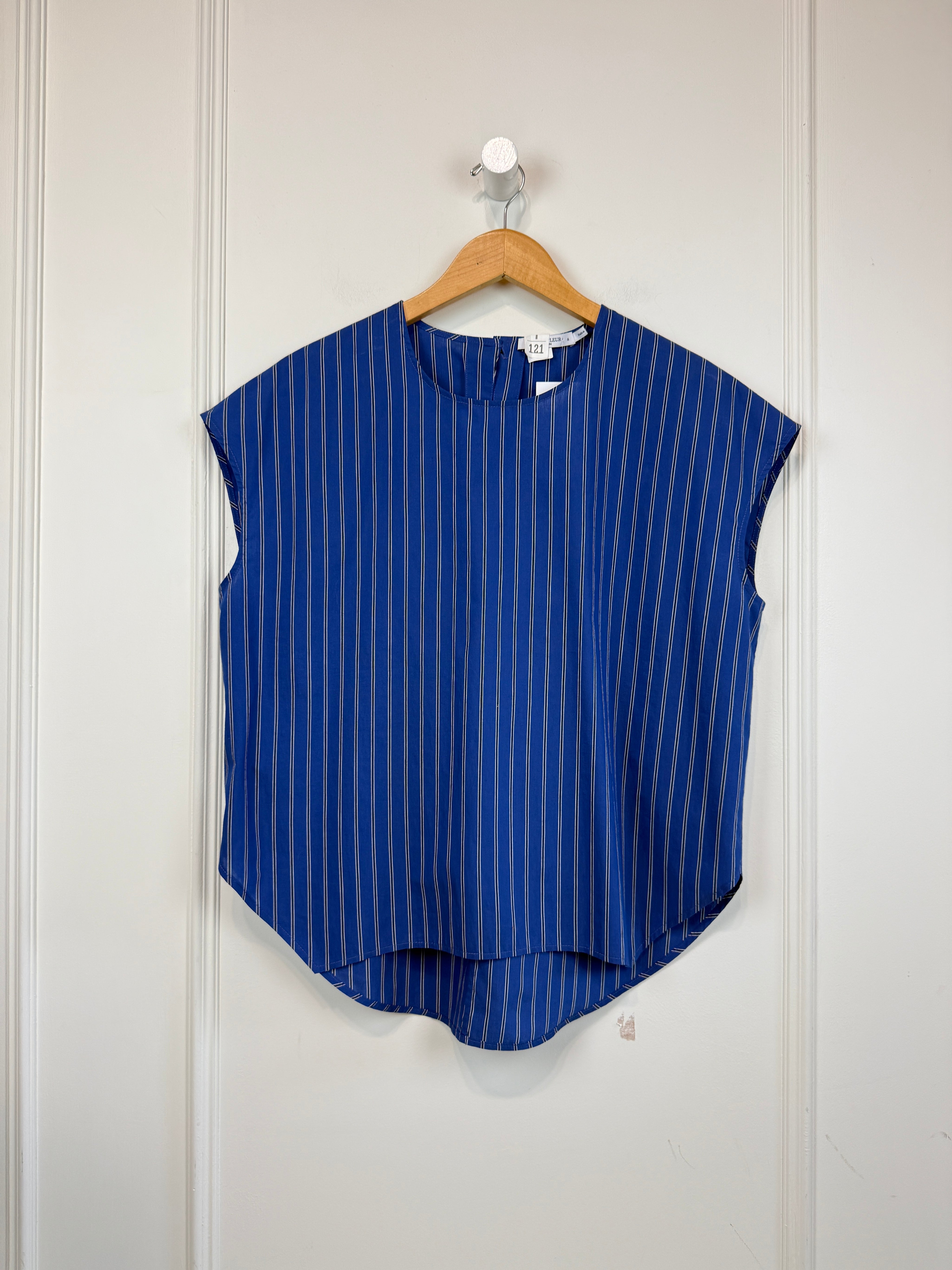 MM Lafleur Blue Striped Cotton Top (S)