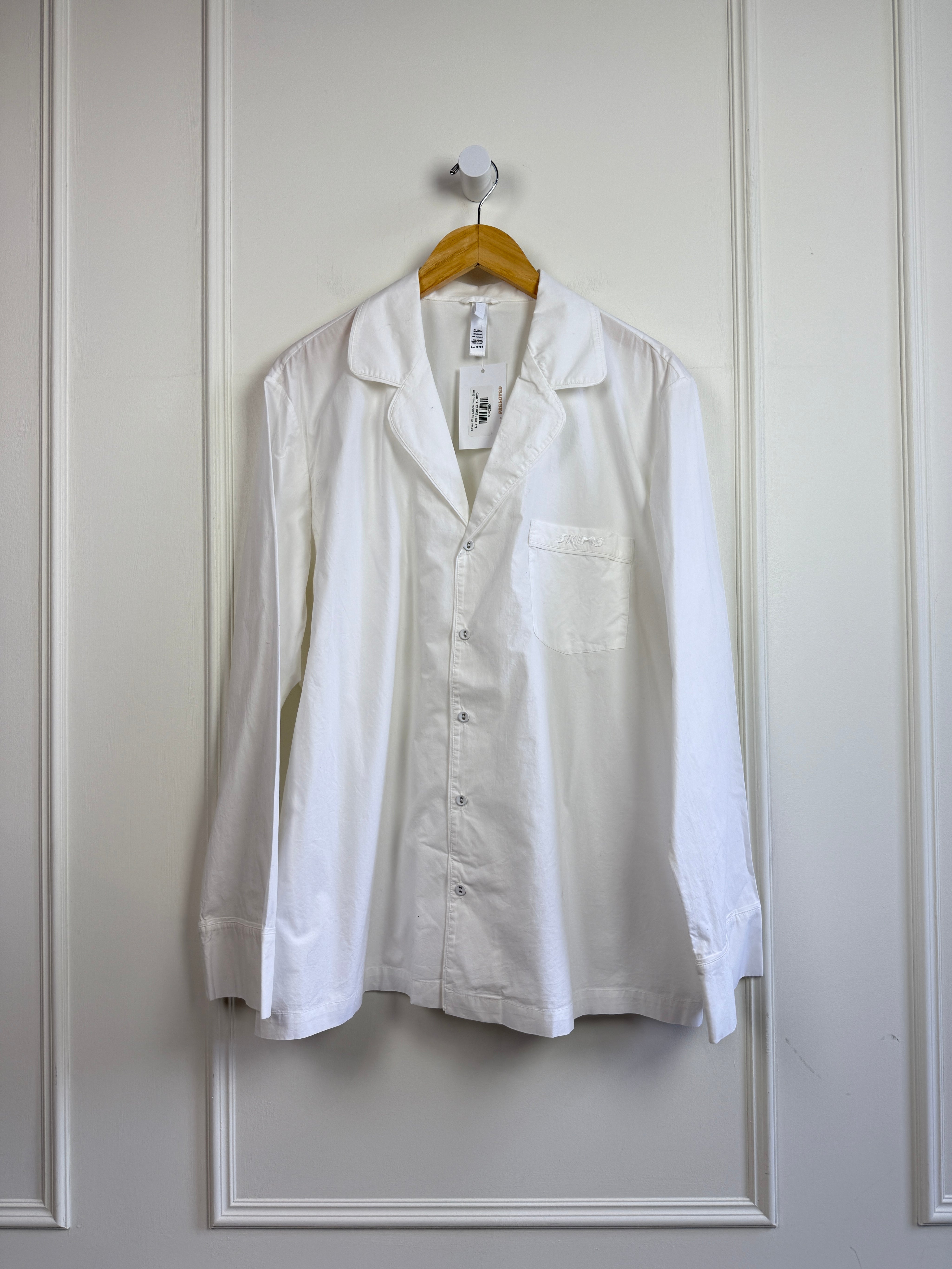 Skims White Cotton Sleep Shirt (XL)