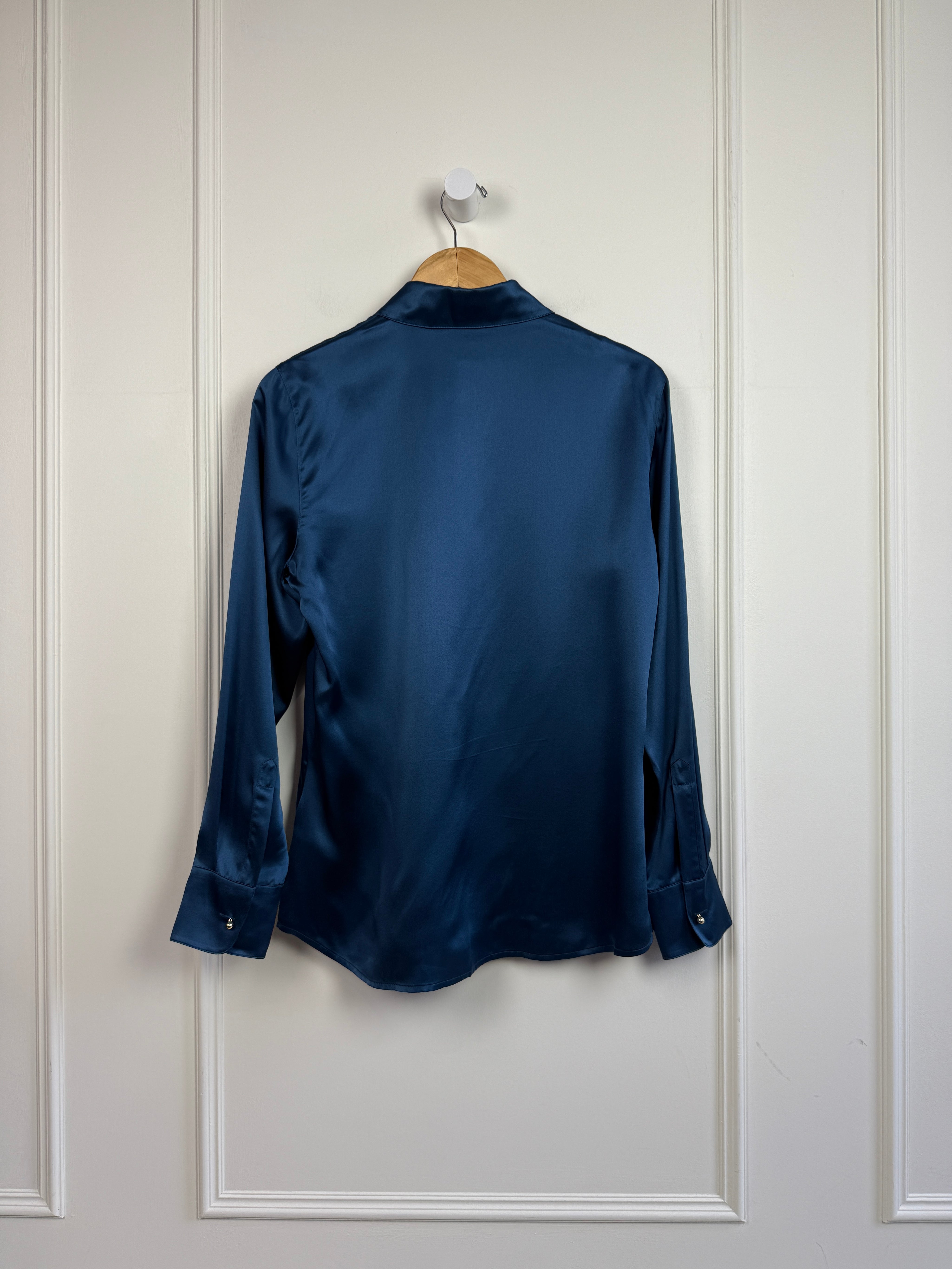 Ravella Blue Silk Button Down (S)