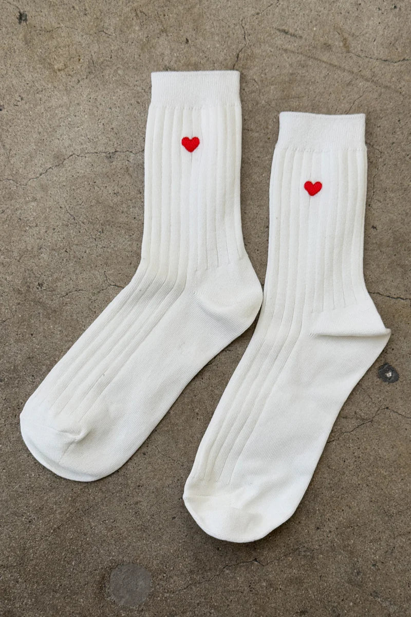 Le Bon Shoppe - Embroidered Her Socks | Classic White