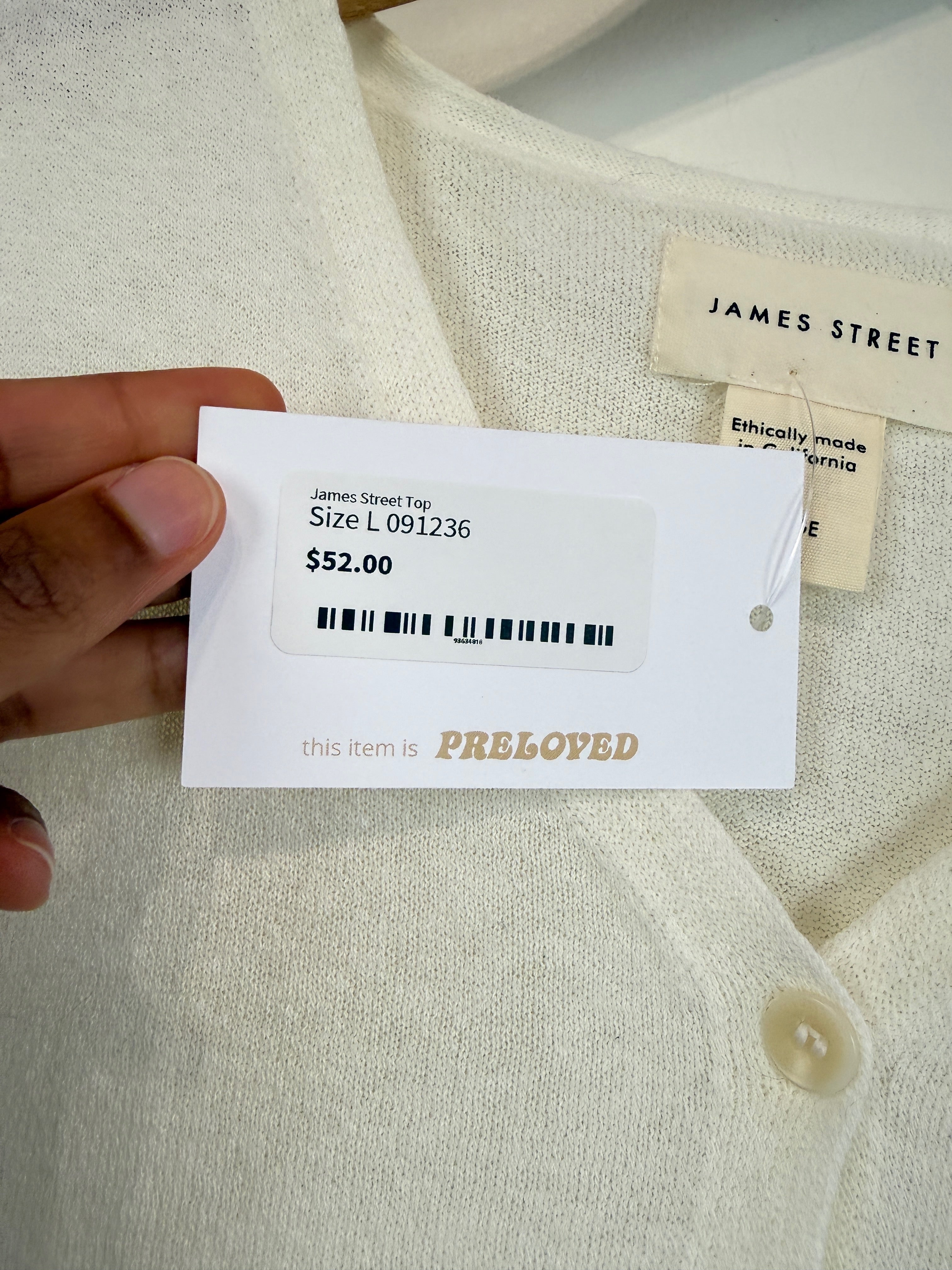James Street Co. Knit White Tunic Tank (L)