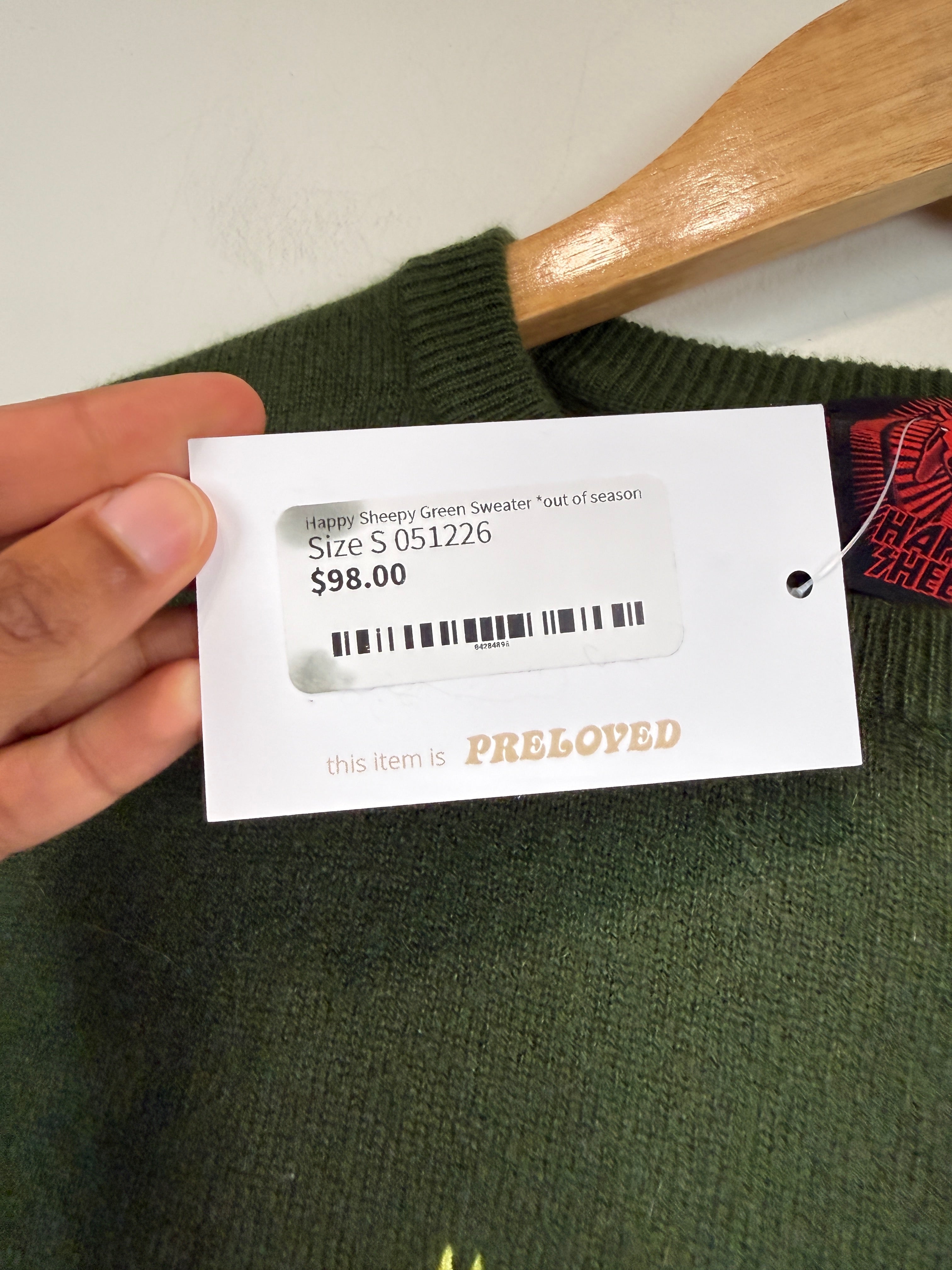 Happy Sheep Green Pattern Cashmere (S)