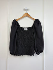 Just Female Black Smocked Tee (L)