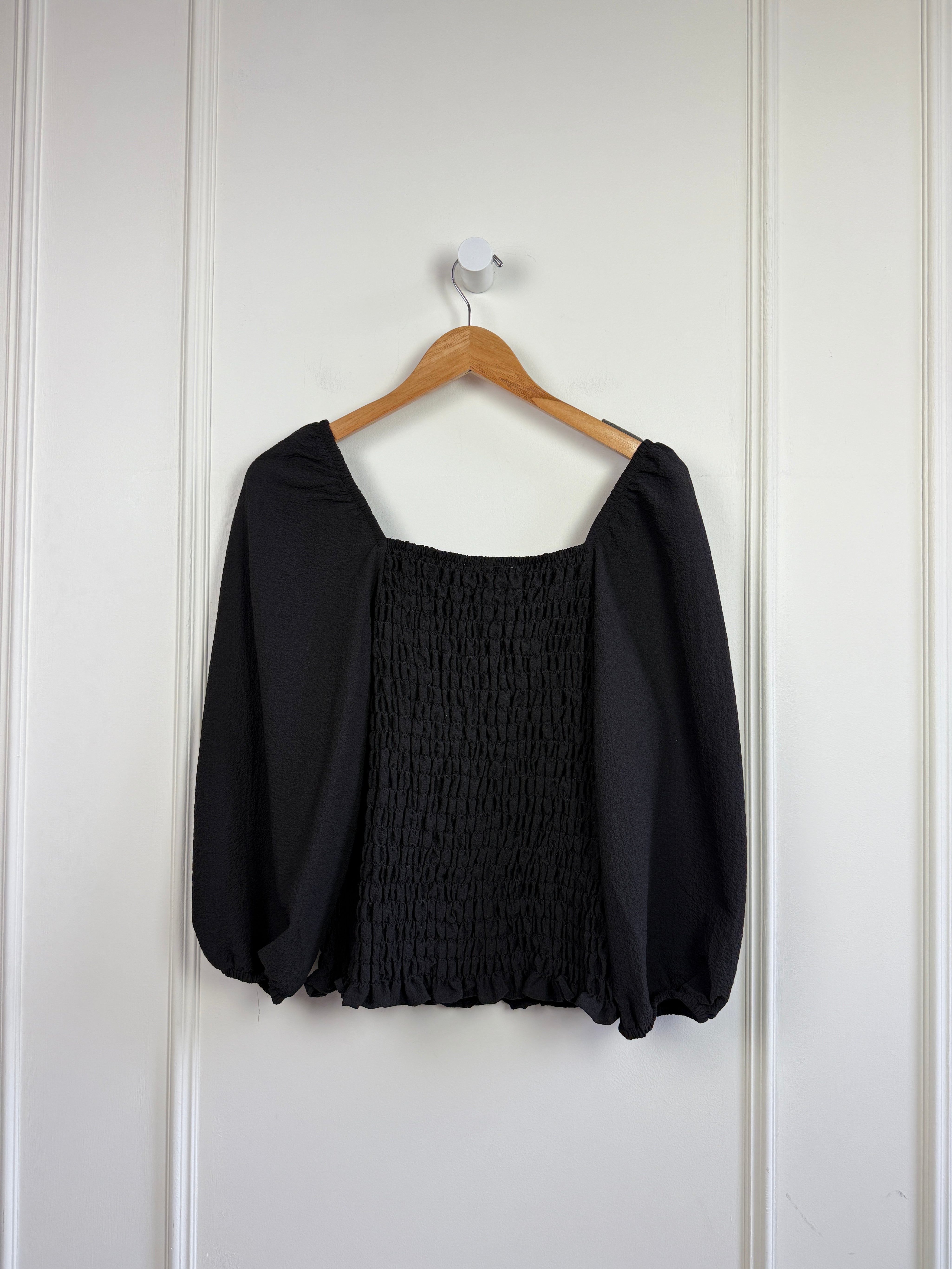 Just Female Black Smocked Tee (L)