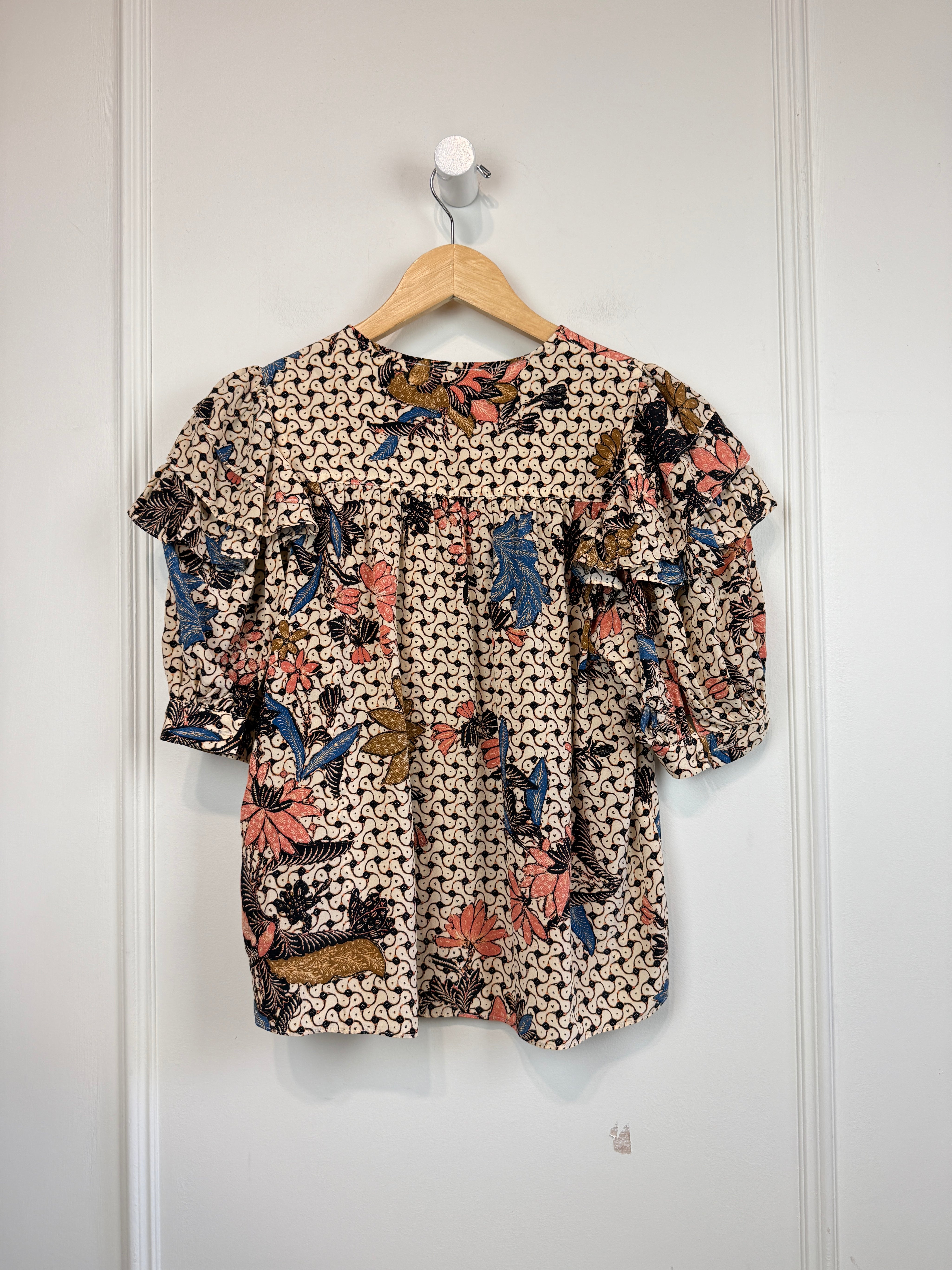 Ulla Johnson Nova Ruffle-Sleeve Silk Top (2/S)