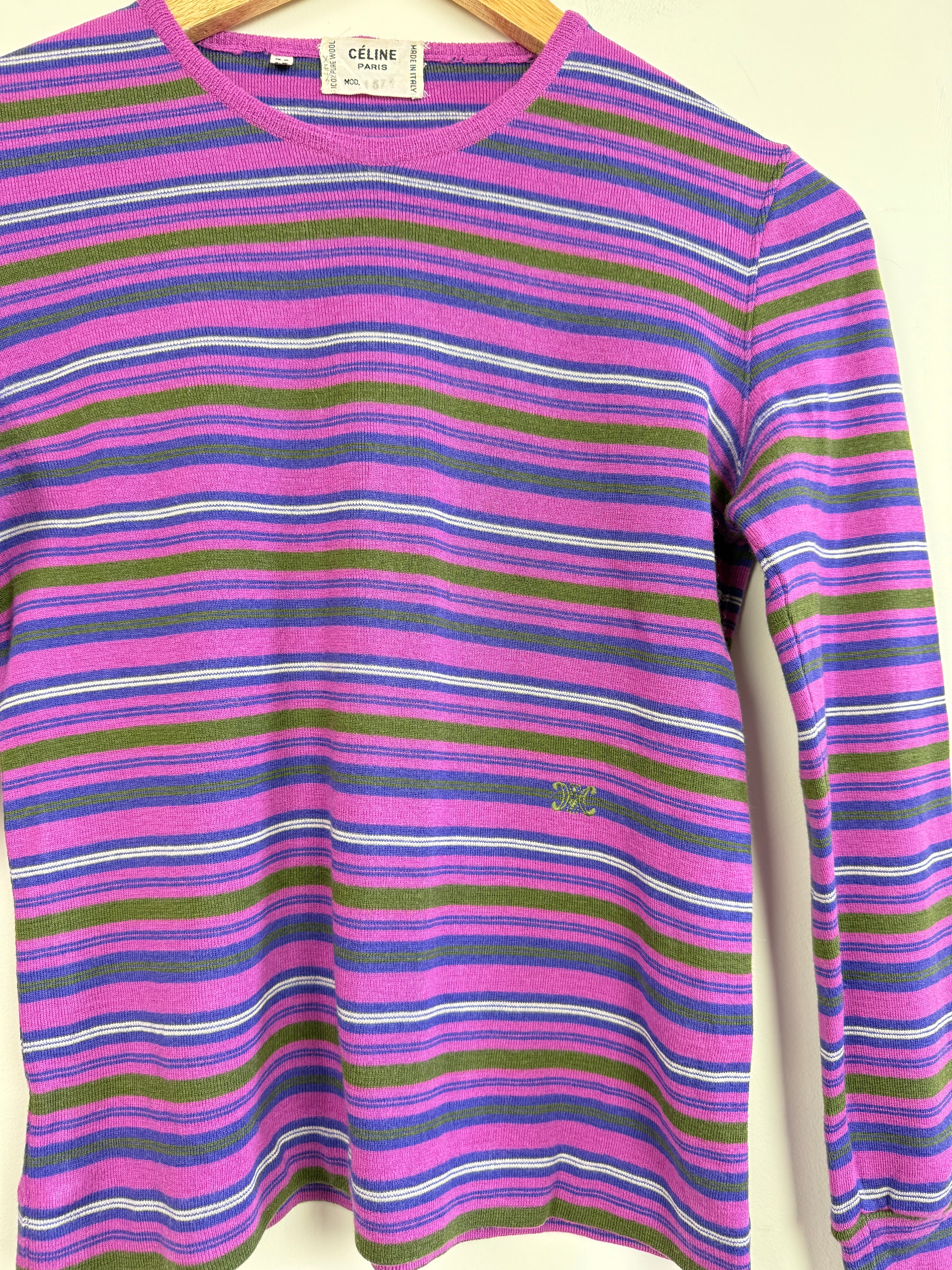 Vintage Celine Purple Striped Top (XS)