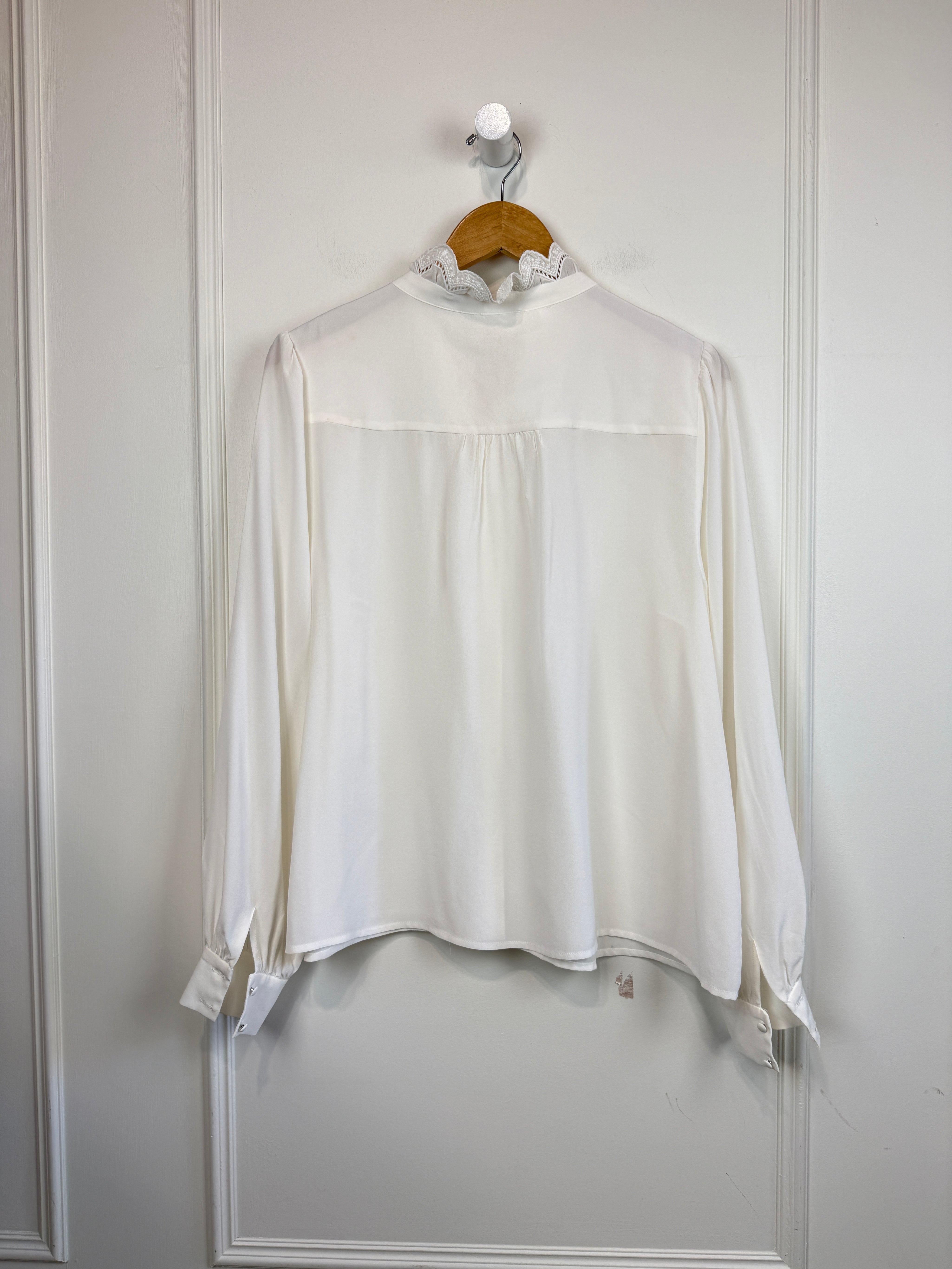 Sezane White Silk Button Down (44/L)