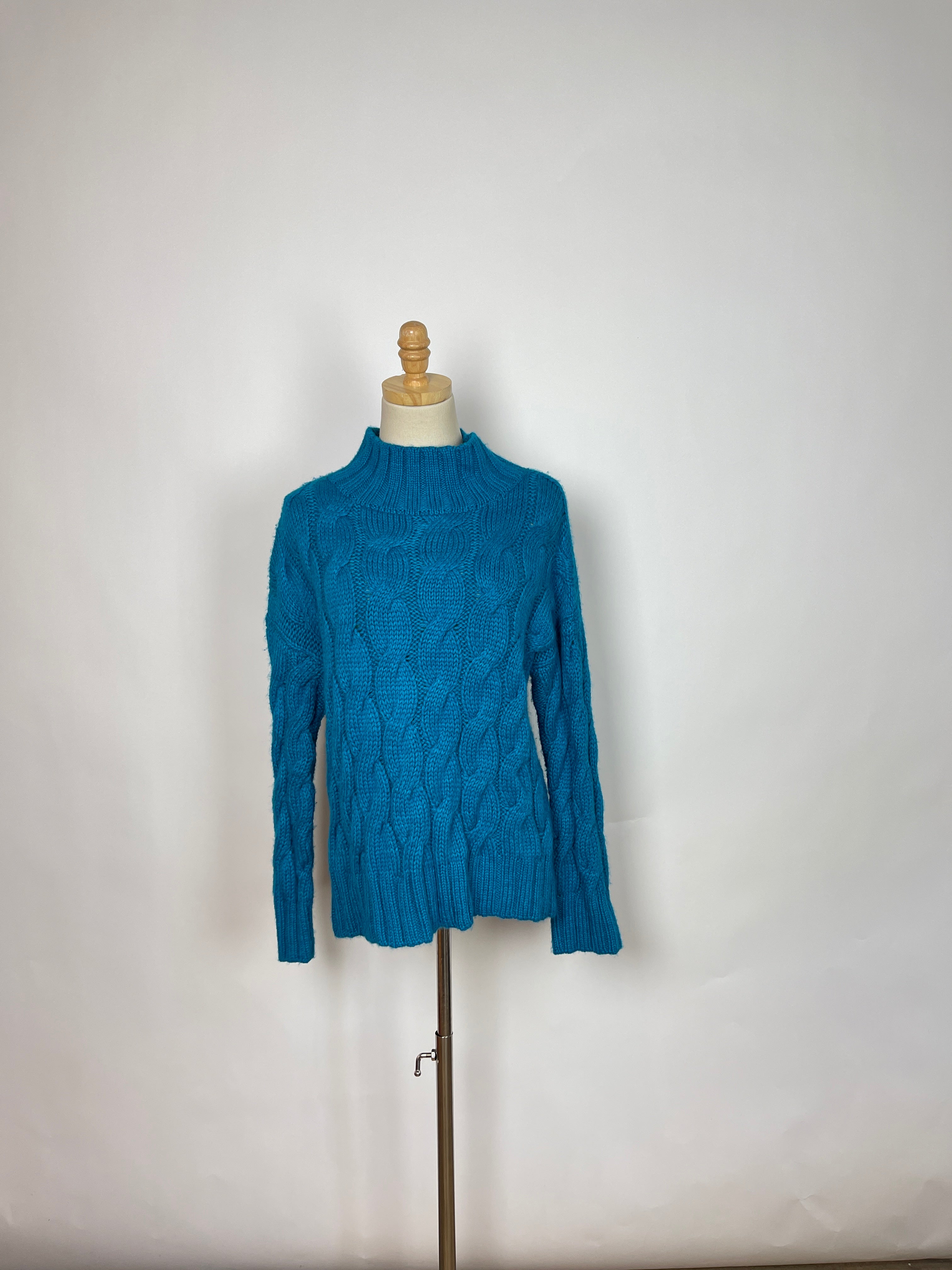 Eleven Six Teal Cable Mock Neck (XS/S)